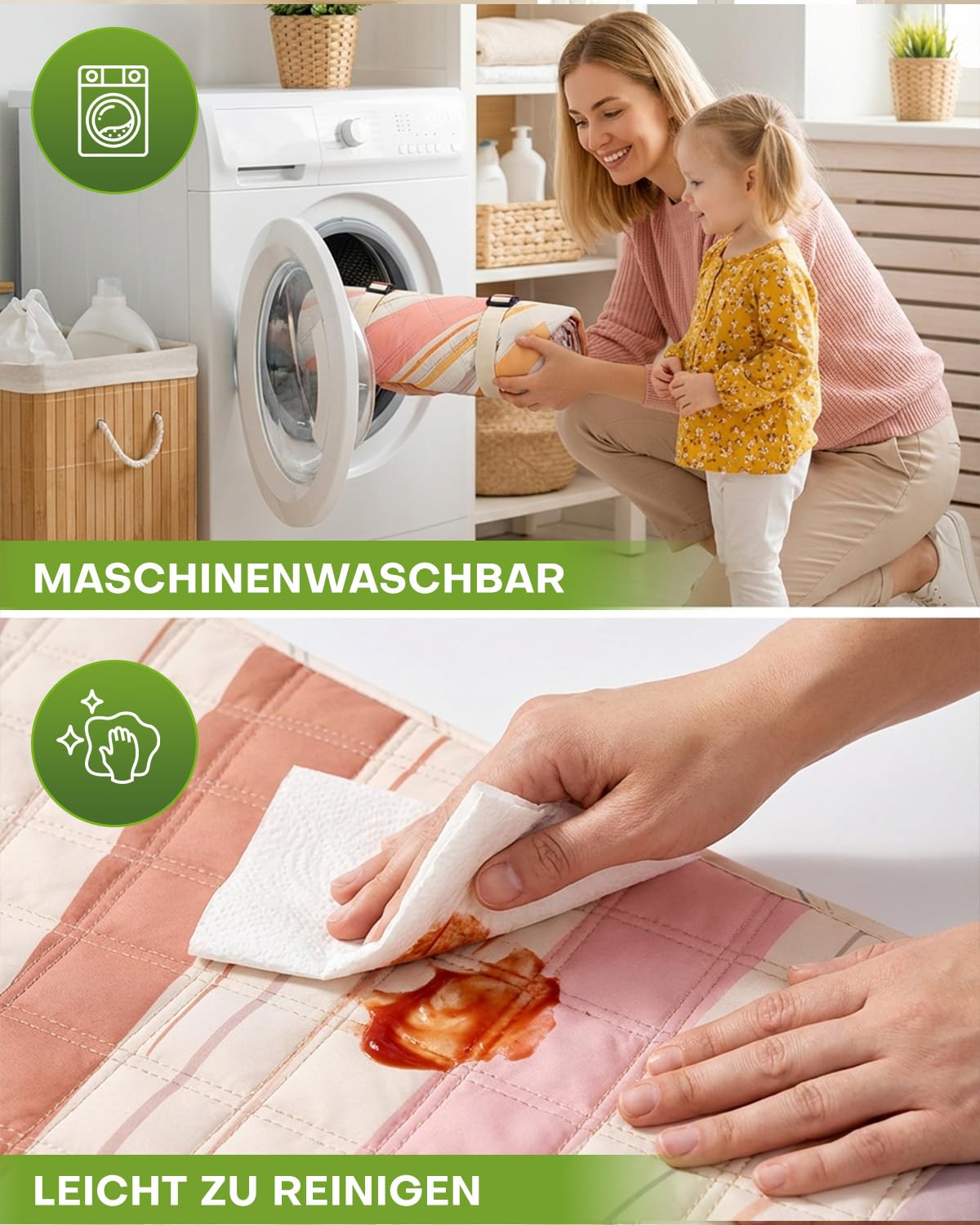 Picknickdecke 200x200 cm, Wasserdicht & Waschbar, Dreischichtige Struktur, Faltbare Stranddecke für 4-6 Personen, Tragbar Campingdecke mit Trageriemen für Picknick, Camping, Strand