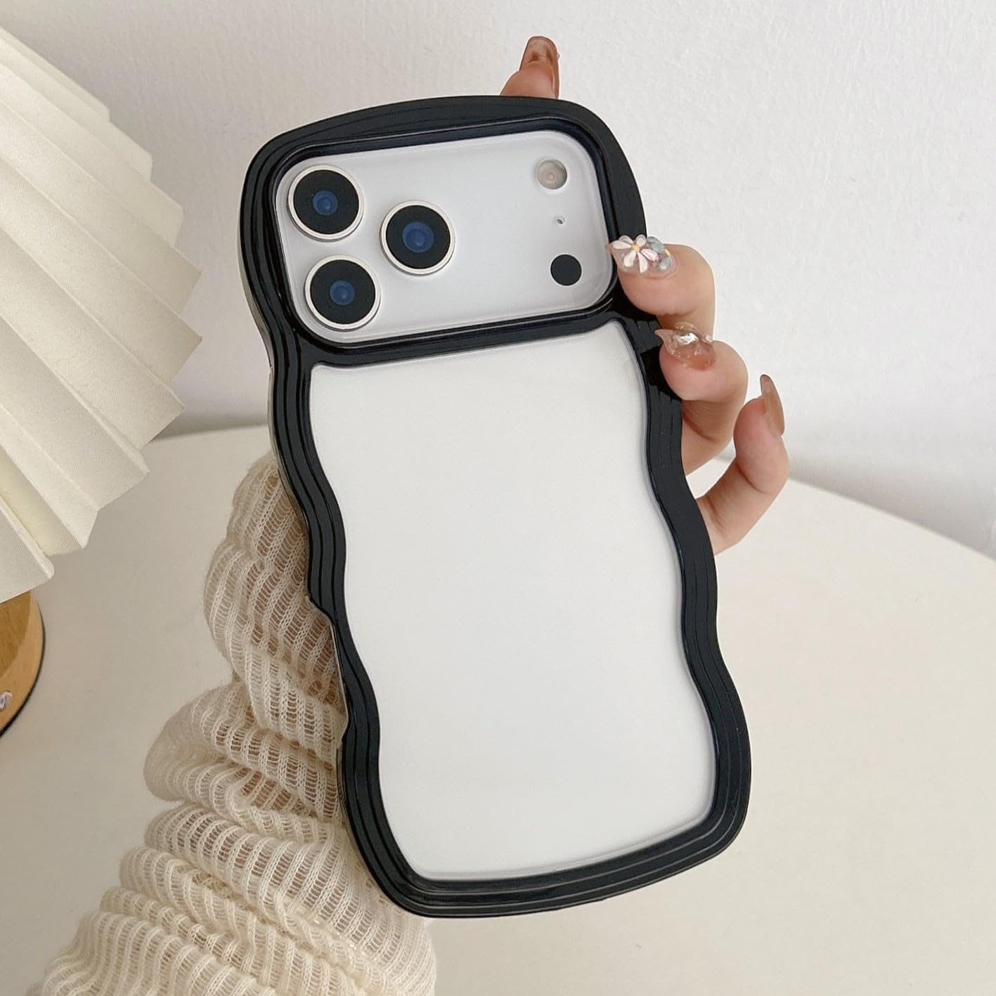 QLTYPRI Compatible with iPhone 16 Case, Cute Curly Wave Frame Clear Case for Girls Women, Transparent Soft Silicone TPU Bumper Shockproof Protective Cover for iPhone 16 - Pink — view 17