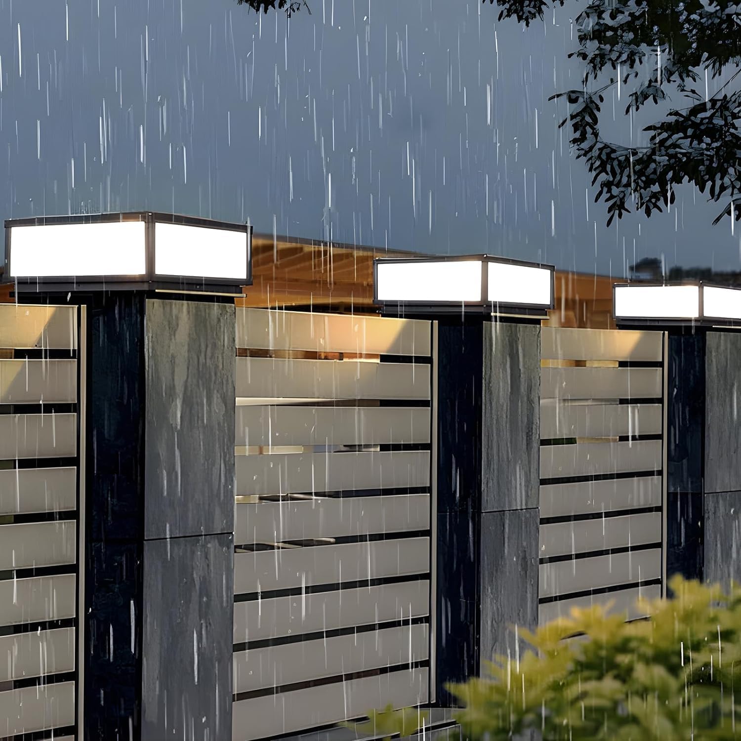 Outdoor Modern Post Light, LED Fence Deck Cap Light High Voltage Wired Lantern Column Lamp for Flat Surface Patio Garden Decoration with IP54 (Hardwiring, 10 X 10 Inch)