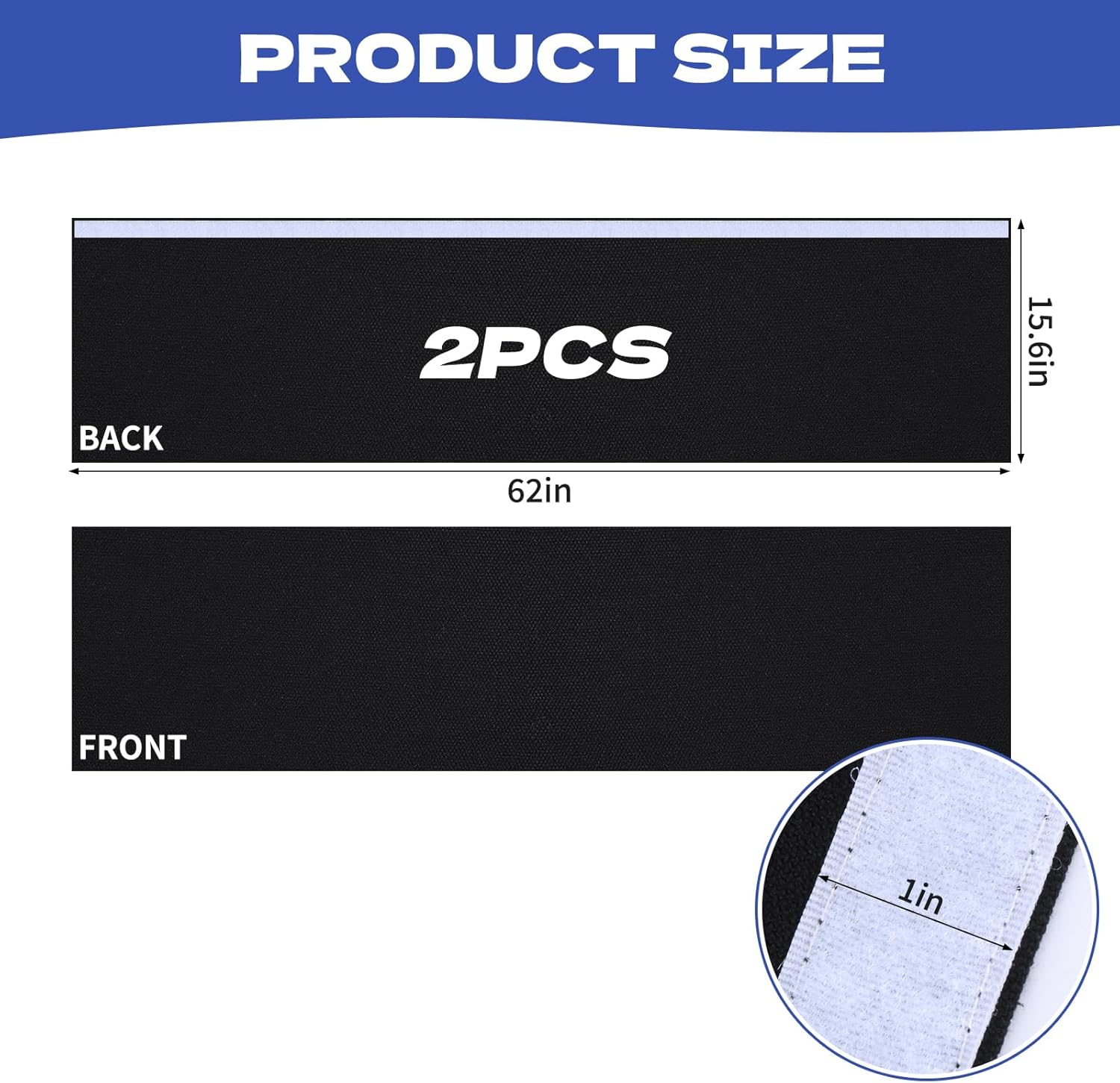Under Desk Privacy Panel, 62"x15" Self-Adhesive Modesty Screen, Heavy Duty Canvas Skirt for Easy Privacy on Sit-Stand Desks in Home Studio & Office, Black (2-Pack)