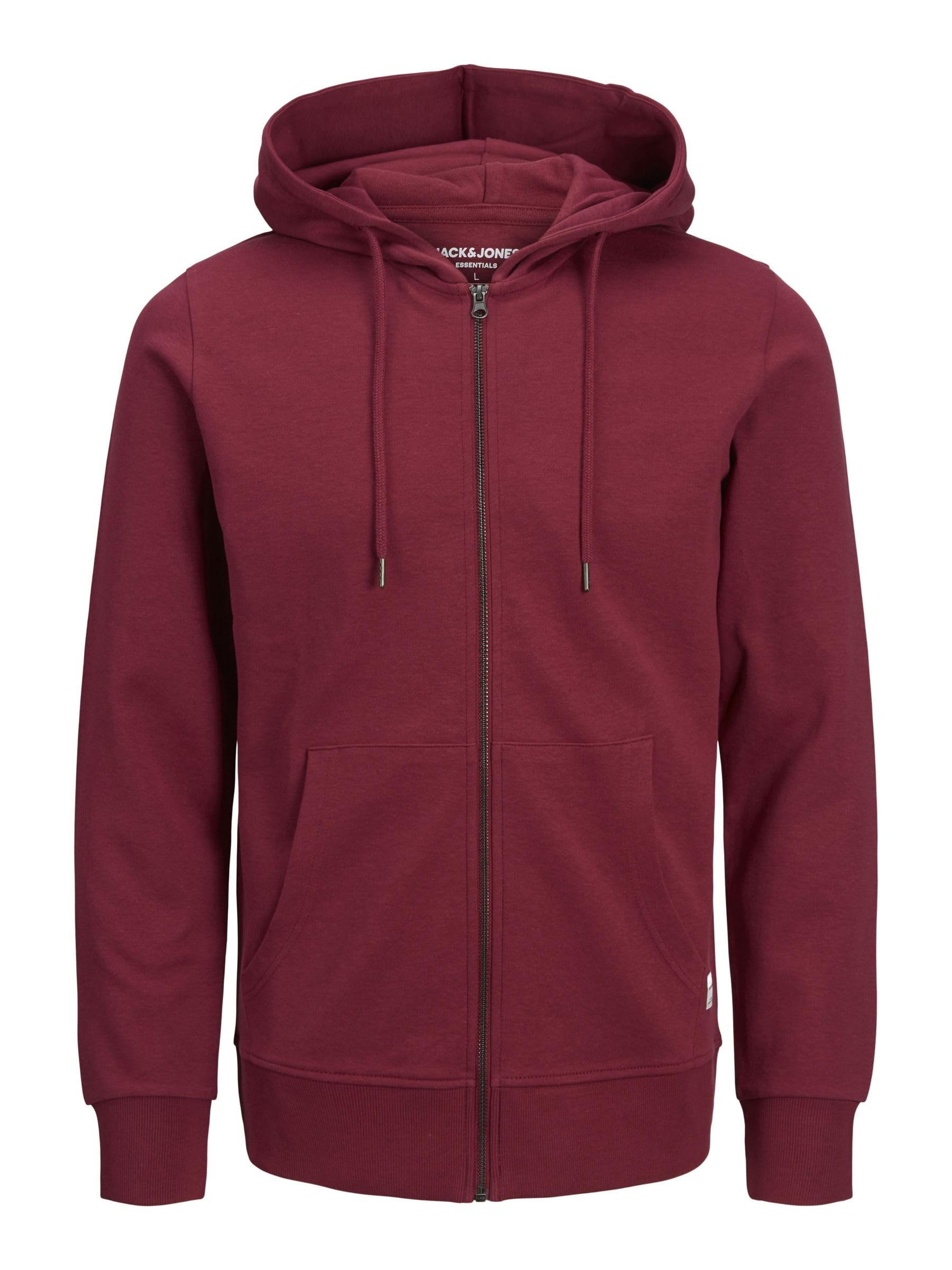 Jack&Jones Men's JJEBASIC Sweat Zip Hood NOOS Sweater, Rhododendron, XXL