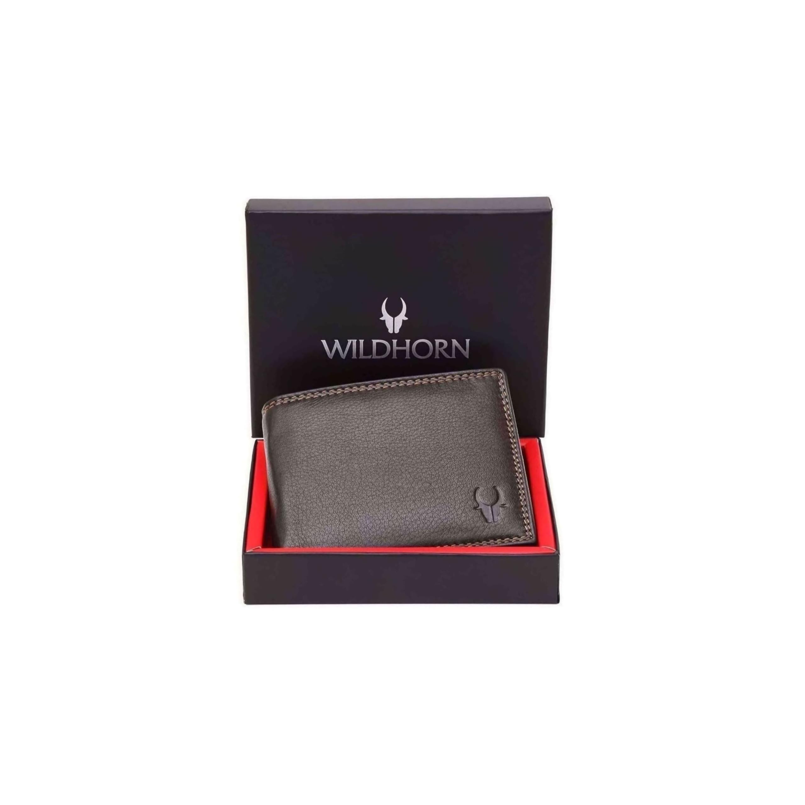 WildHornRFID Protected Genuine Leather Wallet for Men's