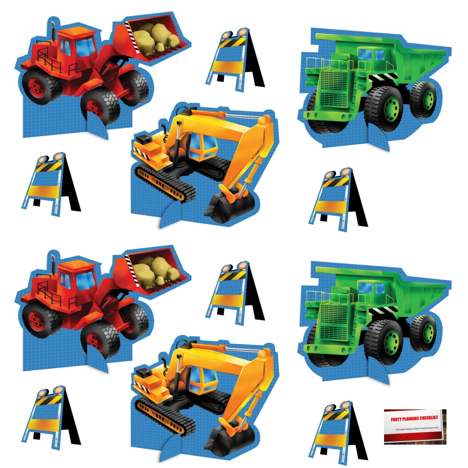 Buy (12 Pack) Under Construction Zone Tractor Backhoe Dump Truck Bulldozer Birthday Supplies Pop