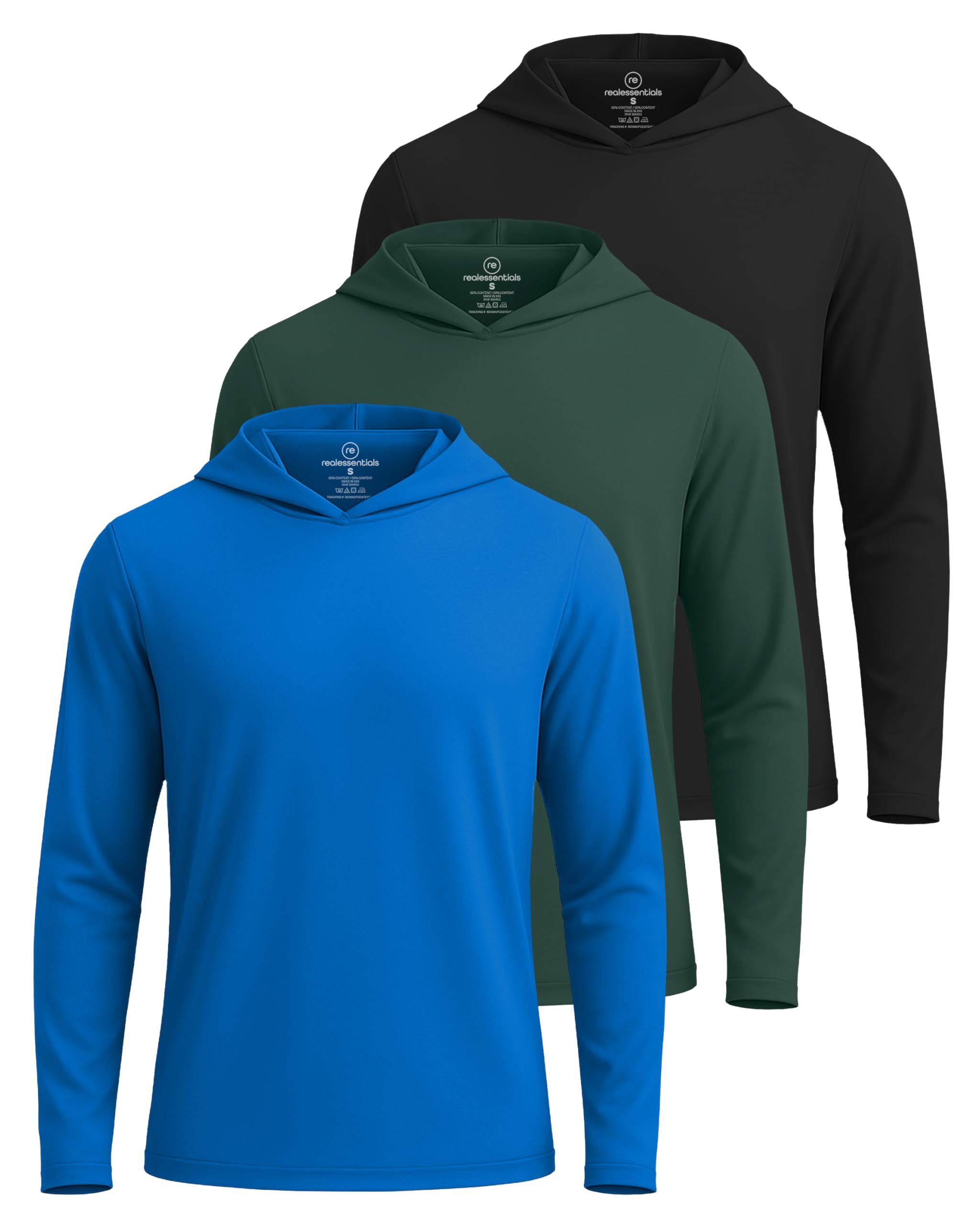 3 Pack Mens Dry Fit Pullover Hoodie Sun Sweatshirts Athletic Gym Workout