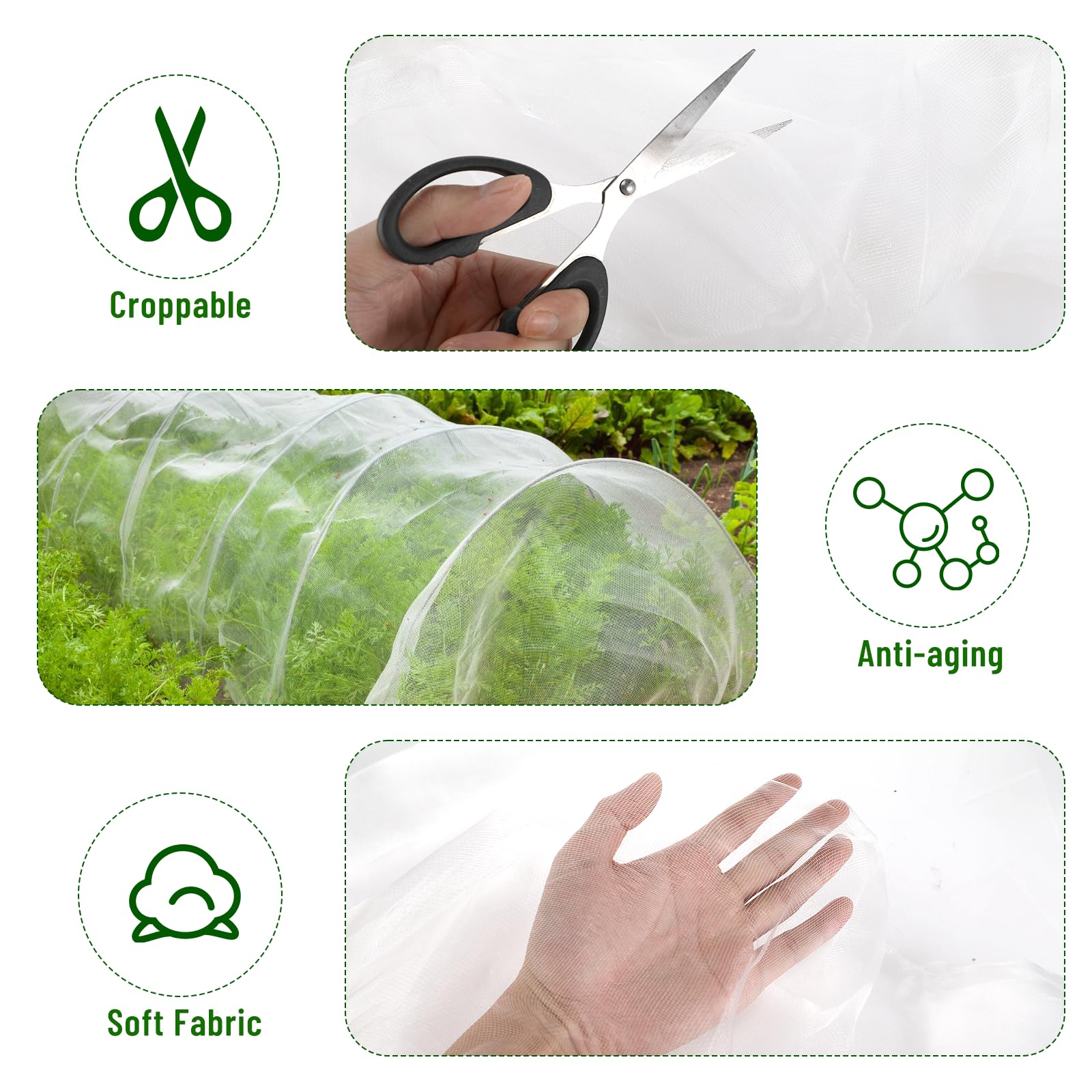 Malla Antipájaros, Malla Anti Insectos, Red Antipajaros, Red Protectora para Vegetales, Red Anti Insectos para Plantas, Red Protección Insectos Huerto Adecuado para Verduras Plantas (3 x 6M) — view 5