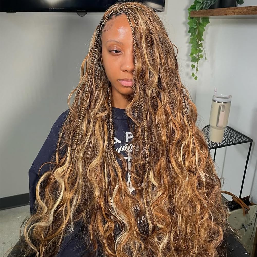 Human Braiding Hair for Boho Braids 1 Bundle 100g P4/27 Highlight Ombre Body Wave Bulk Human Hair Wave Honey Blonde Human Hair Extensions No Weft (24 Inch)