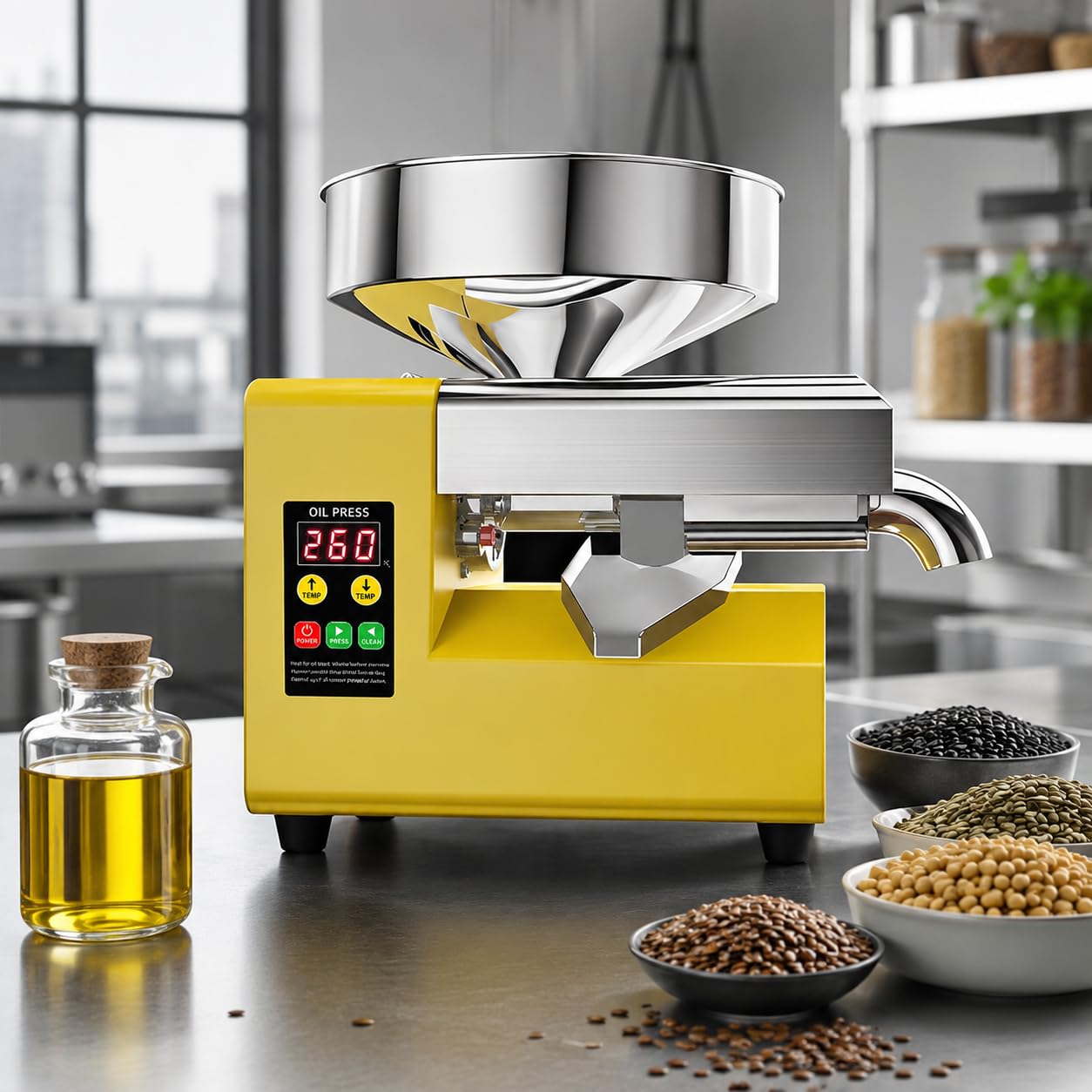 Cold & Hot Oil Press Machine Oil Extractor, 1000W Oil Press Machine