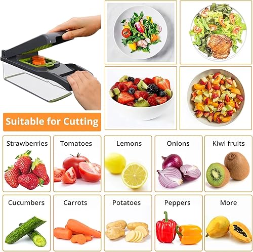 Miniatura 4 de JUNHOM Picador de verduras de cocina multifunción espiralizador de verduras cebolla queso y verduras picador de alimentos para preparación ayuda de