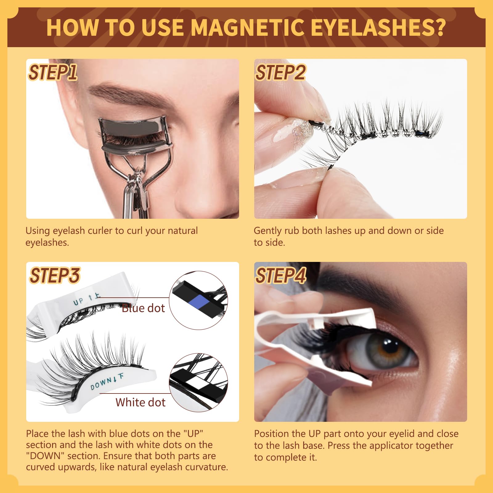 Magnetische Wimpern natrlicher Look, wiederverwendbares Magnet Wimpern Set  mit Applikator, kein Kleber ntig Wimpern magnetisch QUEWEL einfach zu  tragen und zu entfernen mit Anleitung (B+H-2 Paare) : Amazon.de: Kosmetik