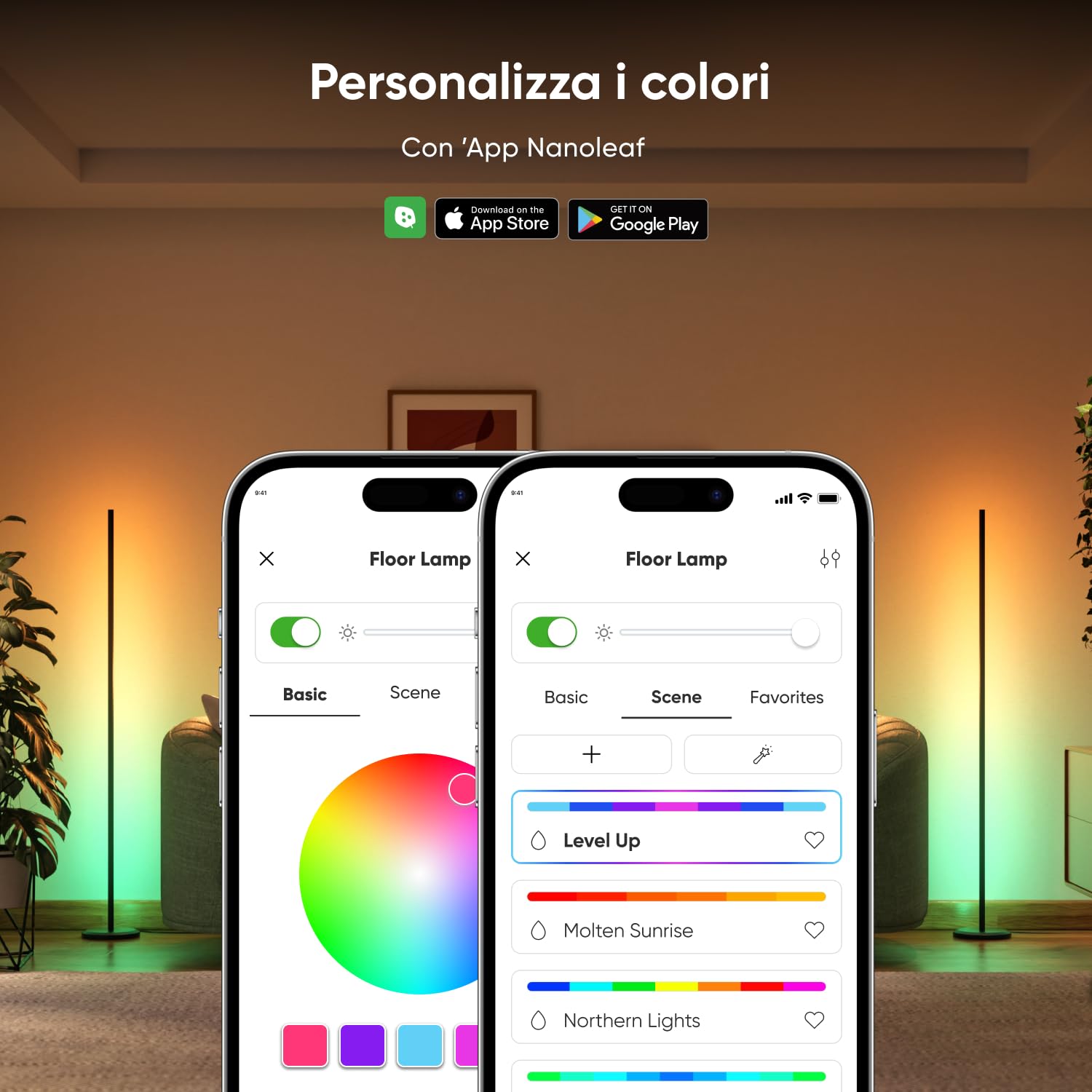 Nanoleaf Lampada da Terra LED RGBIC 1700lm, Piantana da Salotto Compatibile con Alexa e Matter, Sincronizzazione Musicale, 16 Milioni di Colori, 200+ Modalità Scena, per Soggiorno e Camera da Letto