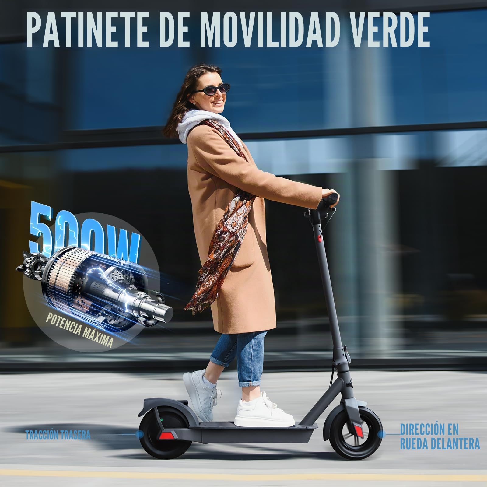 SISIGAD Patinete eléctrico de 10 Pulgadas para Adultos con aplicación, Motor eléctrico de 350 W, batería de 36 V, 10,4 Ah, 20 km/h, Scooter eléctrico, con Doble Freno (no Abe)