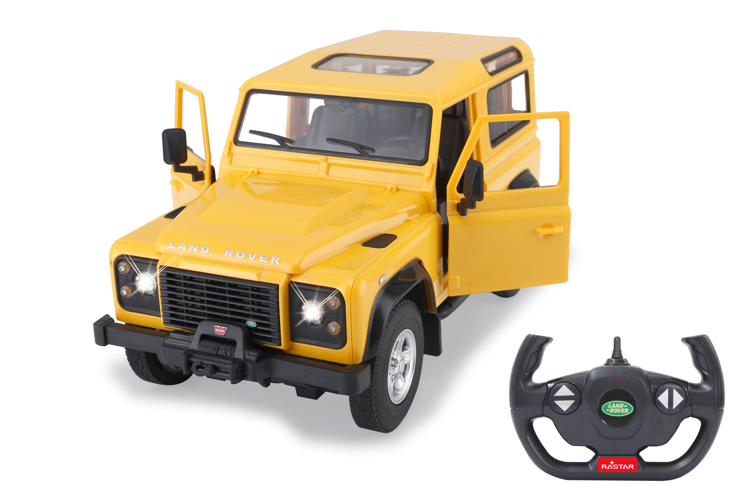 Land Rover Defender drzwi ręczne 1:14 2,4 GHz – 11 km/h, wierne lakierowanie, szczegółowe wnętrze, światła LED do jazdy, drzwi można otworzyć ręcznie