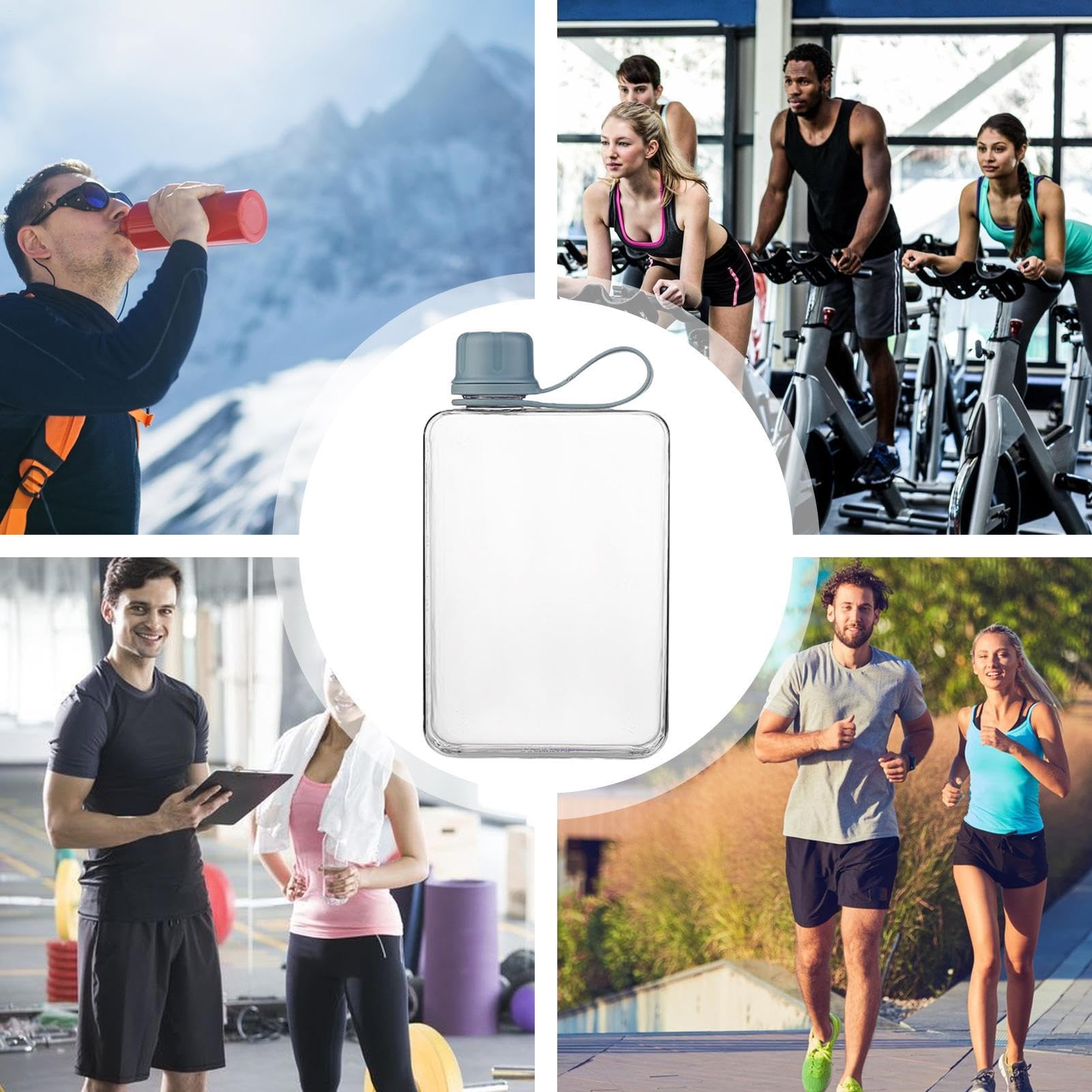 Botella de agua de bolsillo, botella de agua plana - 500 ml taza de bebida plana portátil | Botella fría delgada, botella de agua deportiva botella de agua de verano para senderismo, deportes,