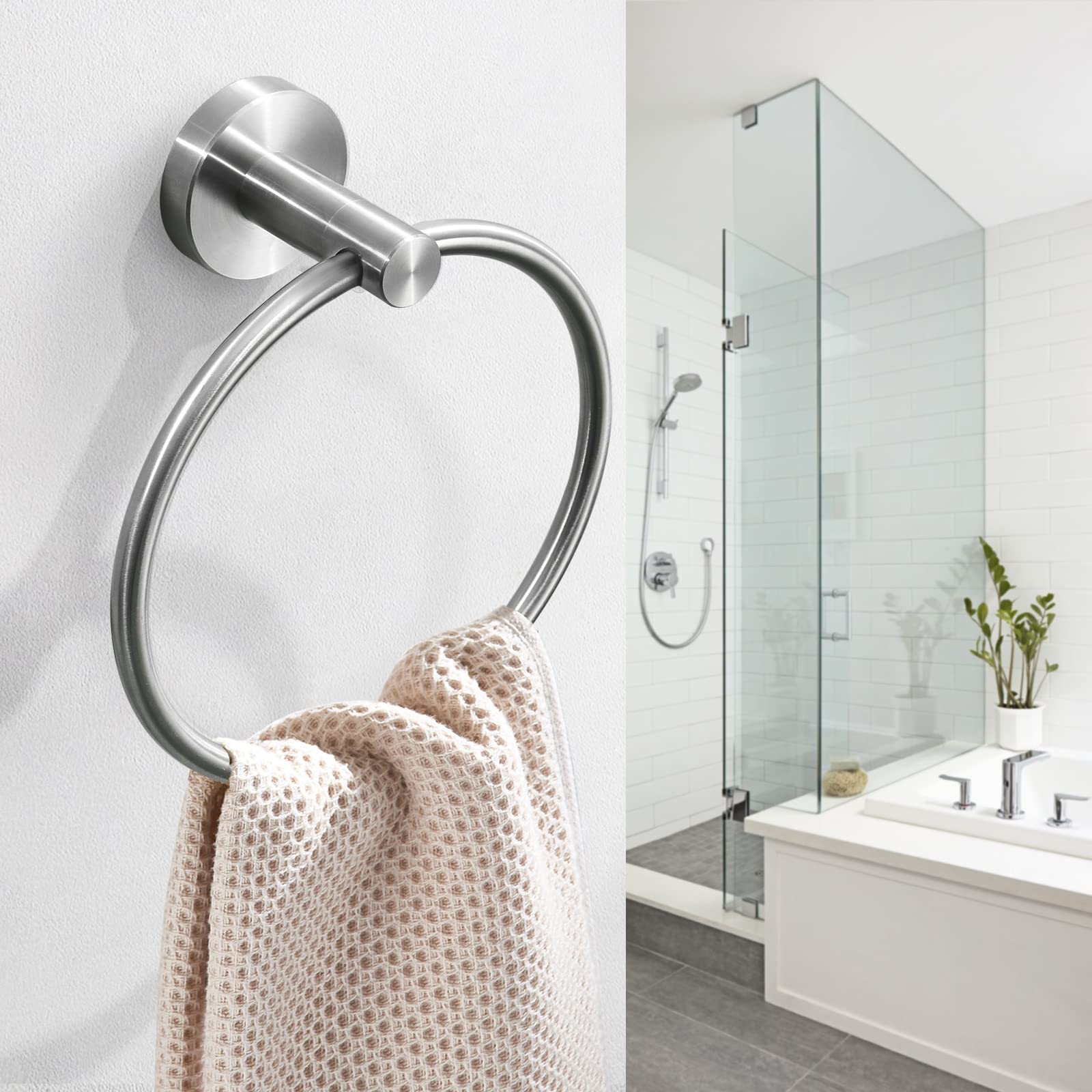 Anneau Porte-Serviettes Nickel Brossé SUS304 - Design Ovale Moderne Rotatif Pour Salle De Bain