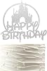 Castle Birthday Cake Topper Castle Theme Birthday Party Decoration Princess Prince Happy Birthday Cake Decoration - Silver Glitter