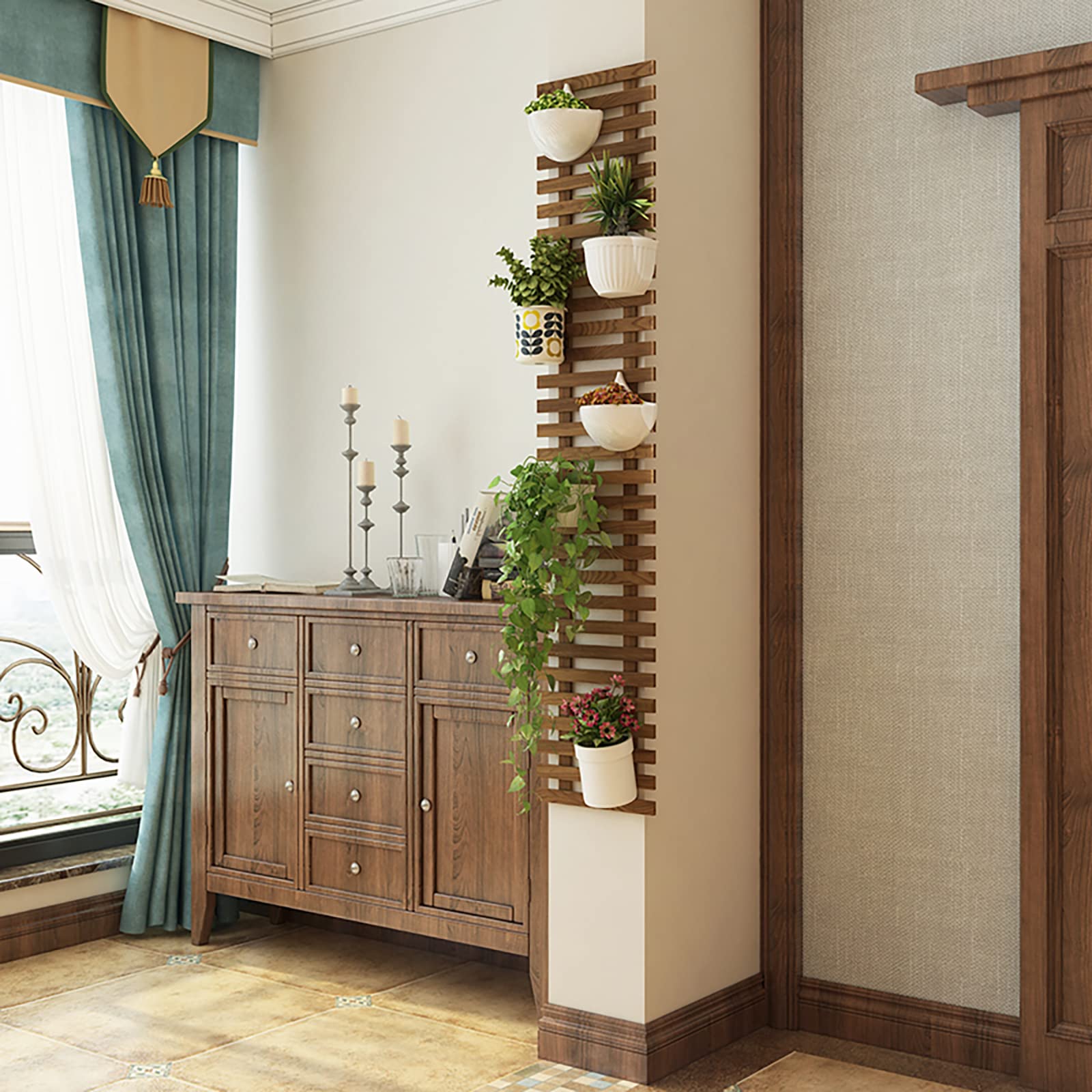 Enrejado de Valla para Plantas Trepadoras, Pantalla de Visualización de Plantas, Enrejado de Madera para Jardín, Soporte de Celosía, para Maceta Colgante Decoración (90x29cm/35.4x11.4in)