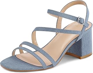 Women's Strappy Low Chunky Block Heel Sandals Open Toe Dress Shoes - Buy now