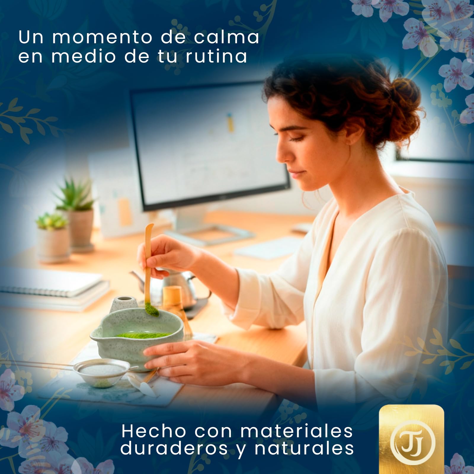 Matcha Kit, set matcha ceremonial completo con lo esencial para un té tradicional de calidad, ideal para principiantes y experimentados, kit té matcha con batidor bambú (Verde Matcha)