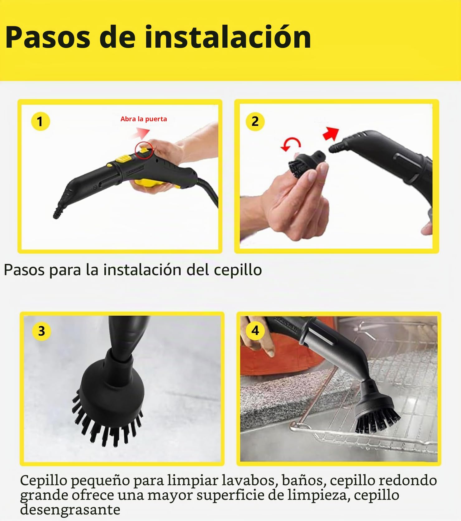 Juego de 13 accesorios para limpiador de vapor Kärcher SC5 SC3 SC1 SC4 SC2 - Boquilla alargada, boquilla curvada, cepillo redondo, cepillo redondo de latón