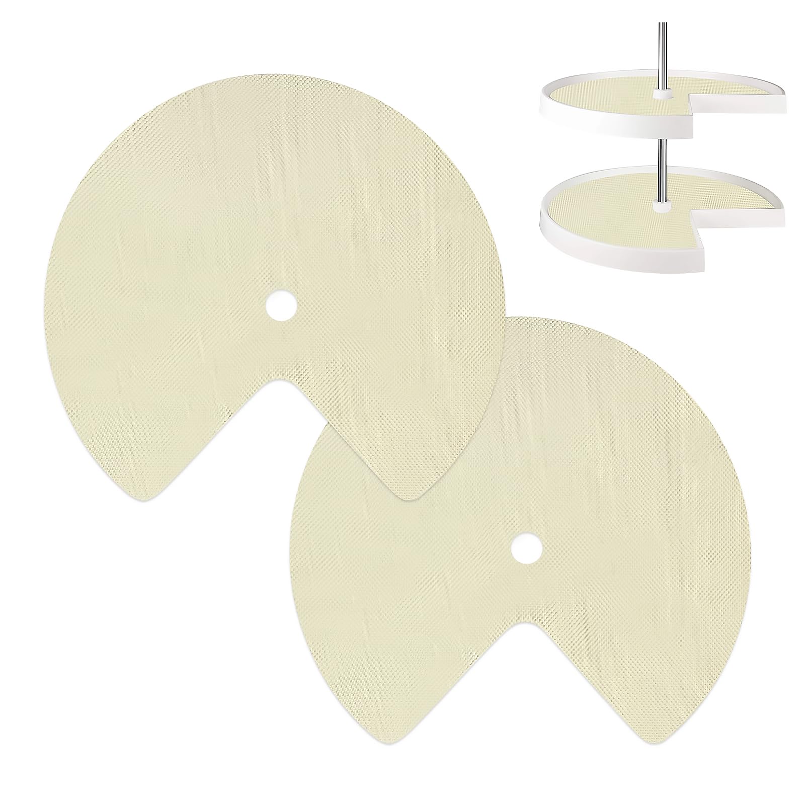 2 Pcs Kitchen Lazy Susan Shelf Liner Non-Adhesive, Strong Grip Shelf Cabinet Liner Circle Kitchen Liners Non Slip,Easy Install Storage, Fridge, Drawers, Shelves Kitchenware Liners (Khaki,31 Inch)