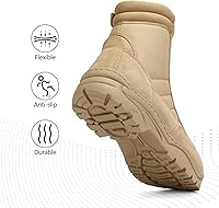 Vista 2 de NORTIV 8 - Botas de trabajotácticasmilitares para hombre ,con cremallera lateral, hechas de cuero para combatemotocicleta