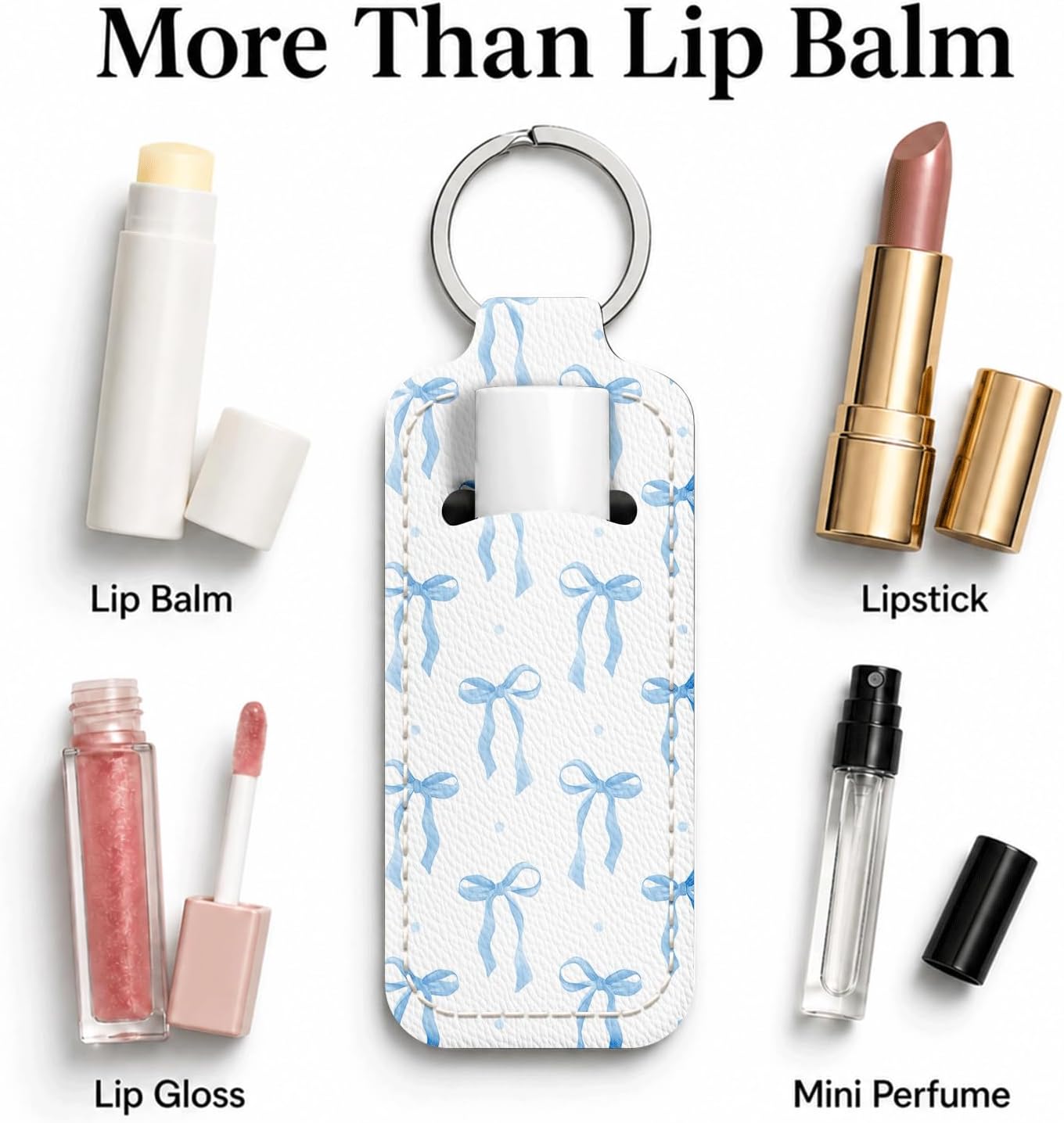 Unique Print Lip Balm Holder Keychain, Aesthetic Chapstick Sleeve Clip for Women Purse and Keys image 2
