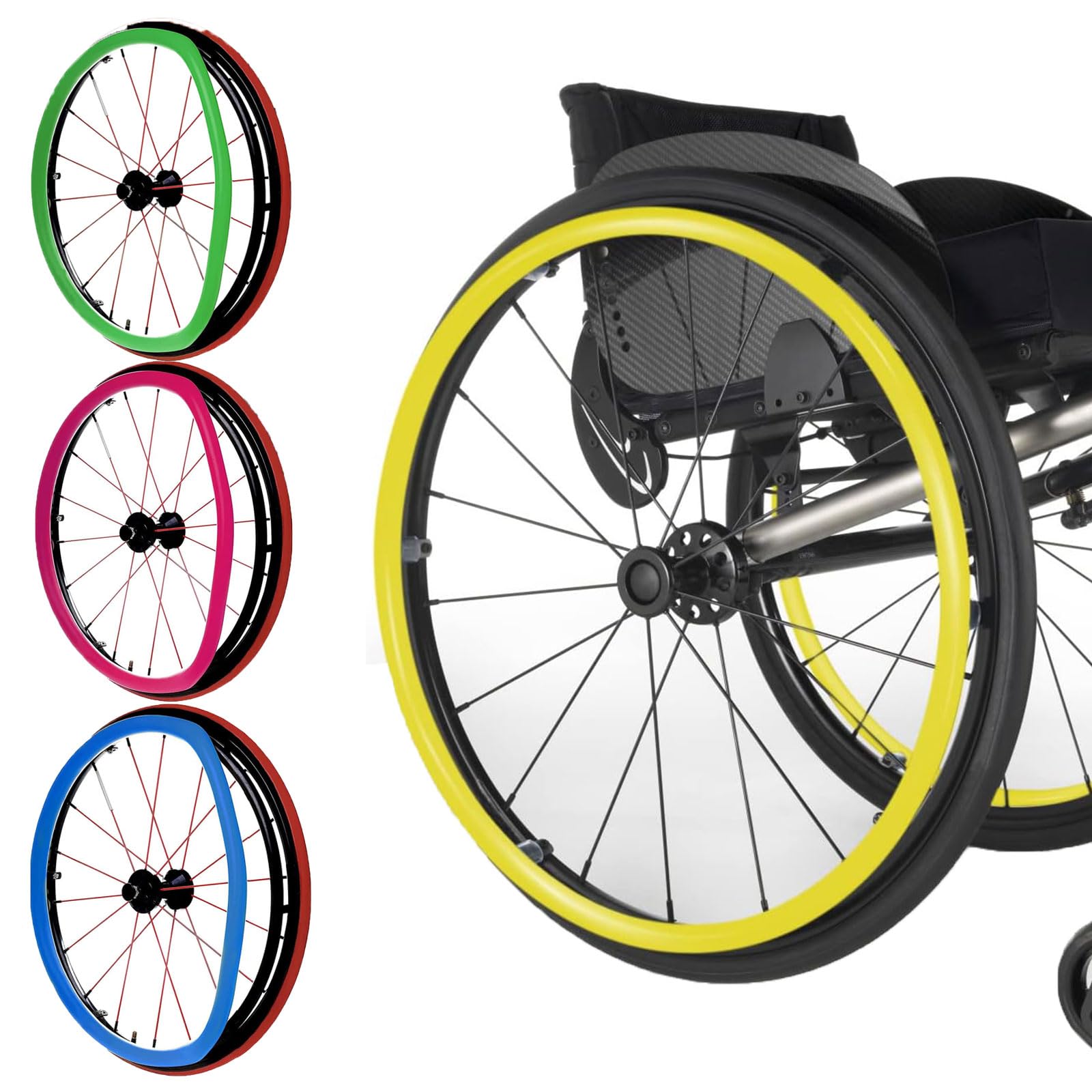 Cubiertas Antideslizantes para llanta de Silla de Ruedas de 24 Pulgadas: mejoran el Agarre y protegen el Empuje Manual. Accesorio Duradero para la Rueda Trasera. Funda para Silla de Ruedas.