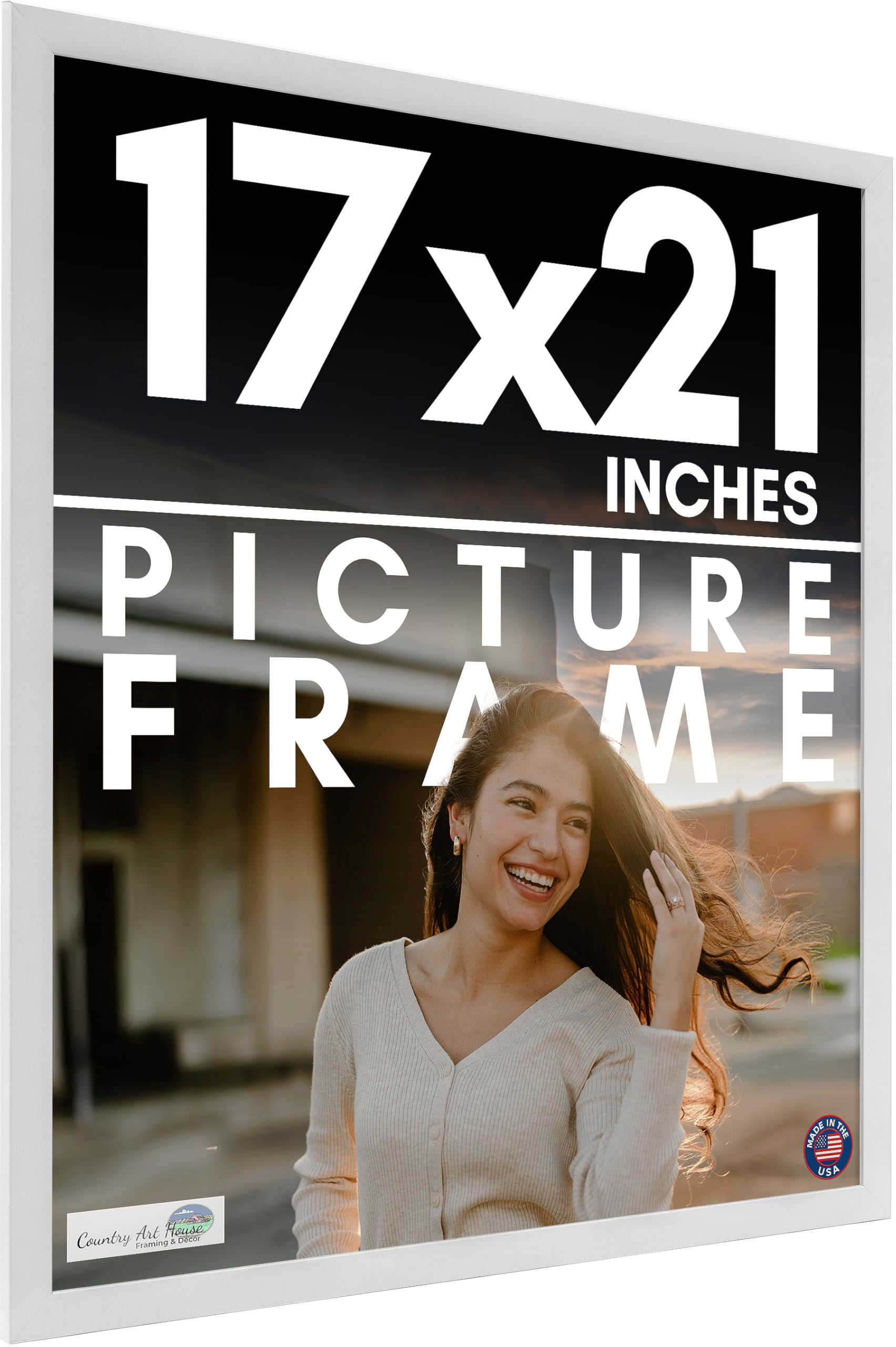 Amazon.com - 17x21 Frame White Solid Wood Picture Frame Includes
