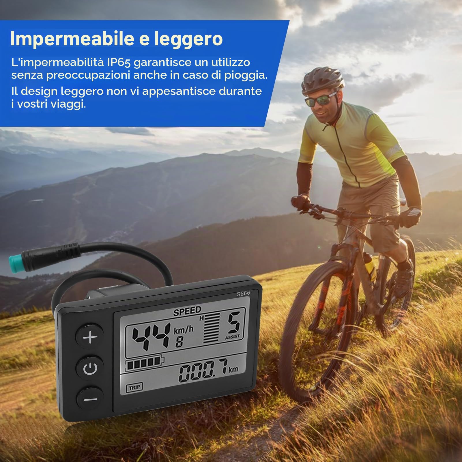 Display, Display LCD per Bici da Scooter Elettrico a 5 Pin 24/36 / 48V per Manubrio da 0,9 Pollici