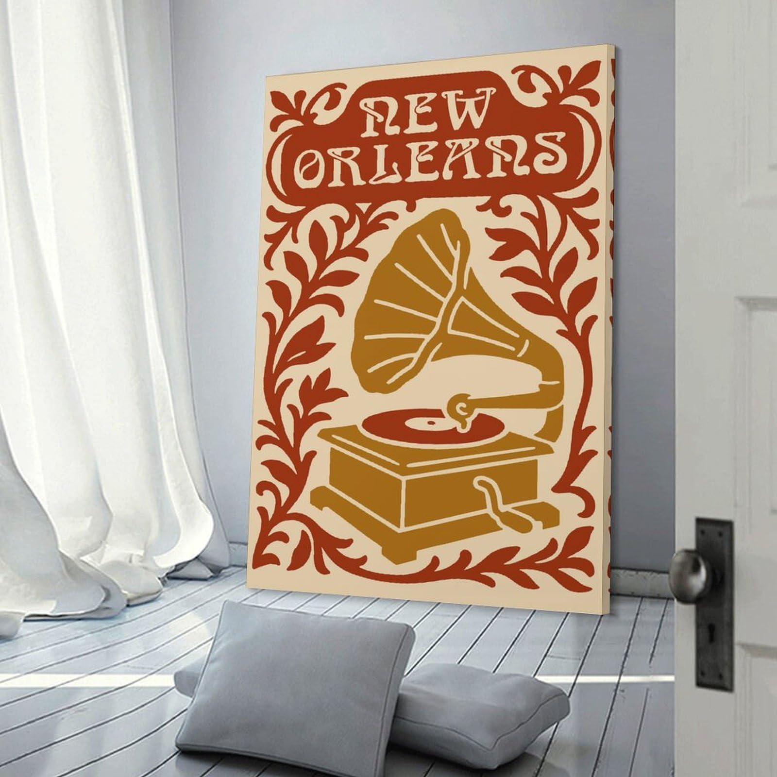 Junmoney New Orleans Vintage Phonograph Art Room Decor Wall Art 08x12inch(20x30cm), for Wall Displays, Bedrooms Or Room Updates, Ideal for Building A Coordinated Art Wall