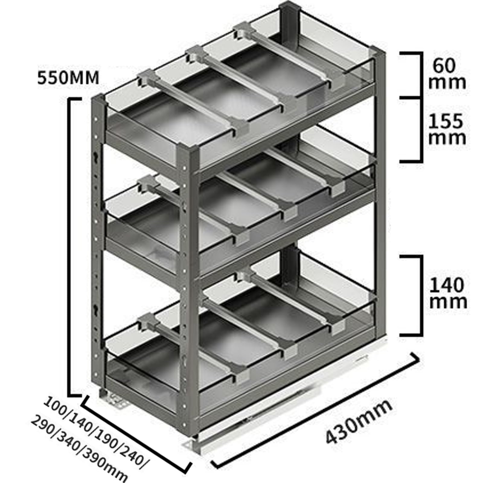 Organizator na przyprawy Szuflada Organizatory pod umywalkę Rama ze stopu aluminium Cechy Ciche szyny do organizacji szafki kuchennej