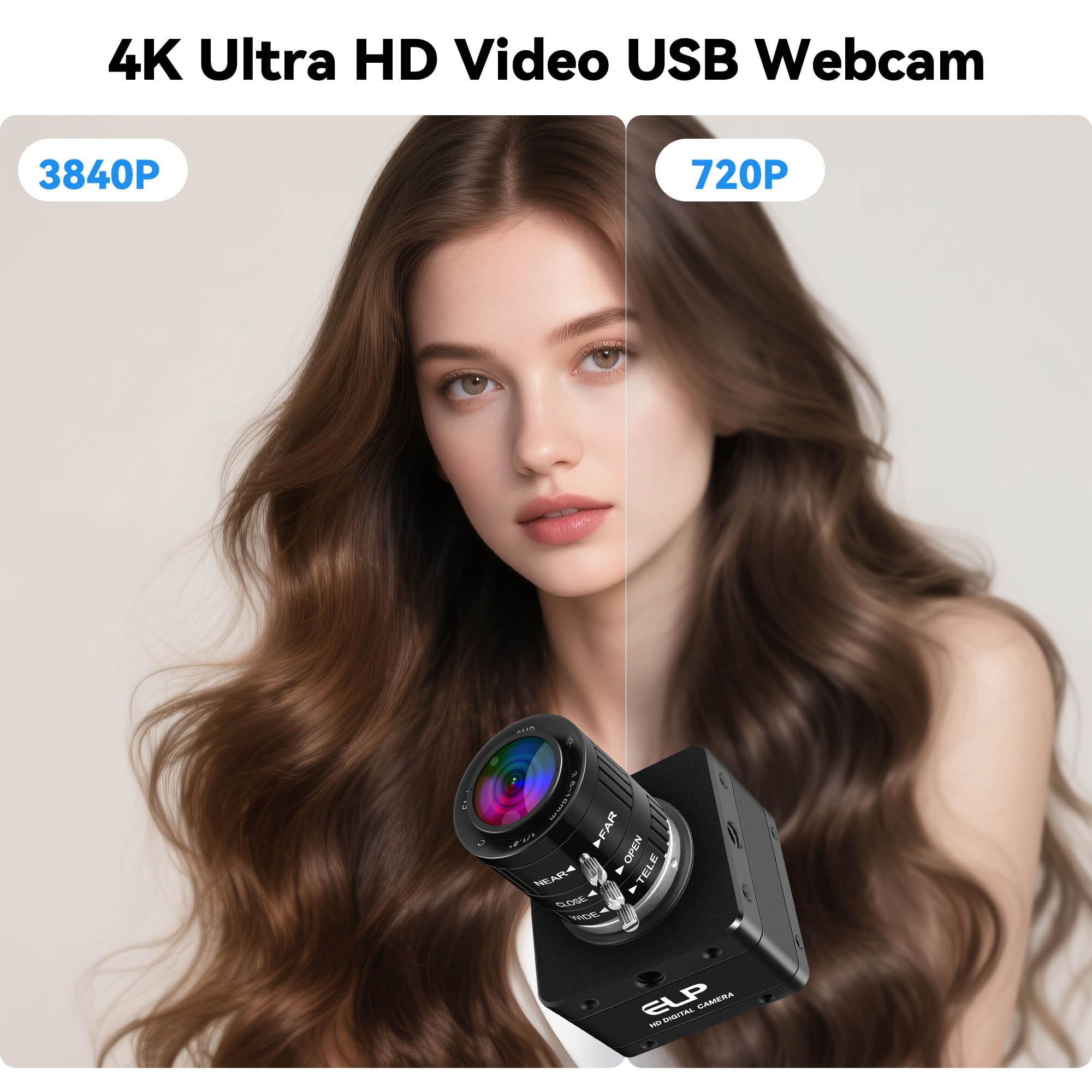 Amazon.co.jp: ELP 20MP USB3.0産業用カメラ、4K UHD 3840P 3.6-10mm 3