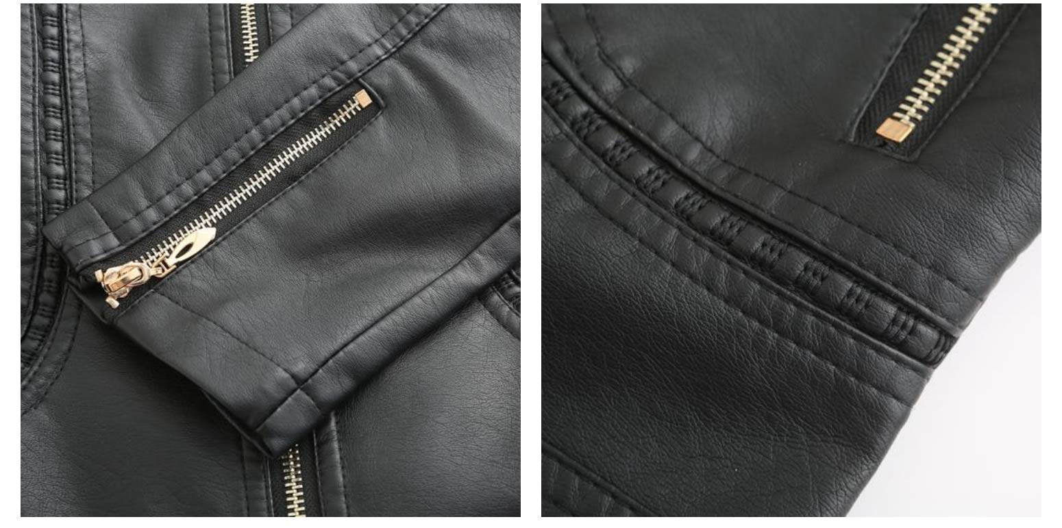 E-girl Damen Kunstleder Motorradjacke Kurze Reißverschlussjacke,EU 36-48