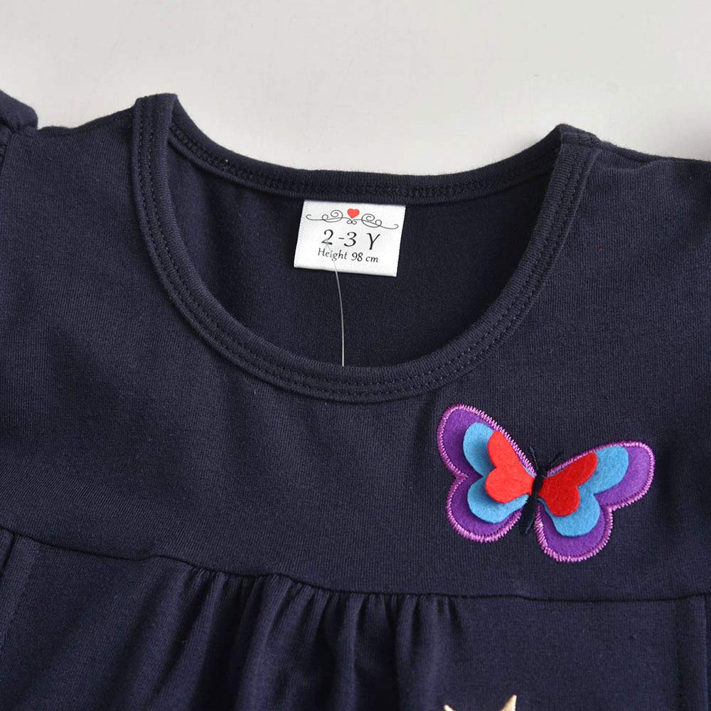 VIKITA Vestido para Niñas Manga Larga Algodón Princesa Casuales Bebe Niñas 2-8 años — view 4