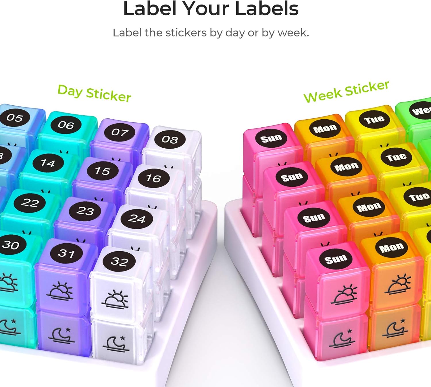 AUVON Monthly Pill Organizer with Free Smartphone Reminder App, 30 Day One Month Pill Box Case with 32 Removable Twice a Day AM PM Compartments to Hold Fish Oil, Vitamins, Supplements and Medications : Health & Household