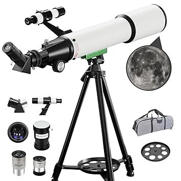 Telescope, 70mm Aperture (20X-150X) Portable Refractor Telescopes for Astronomy Beginners, 500mm Professional Travel Telescope with Carry Bag, Astronomy Beginners Gifts, White