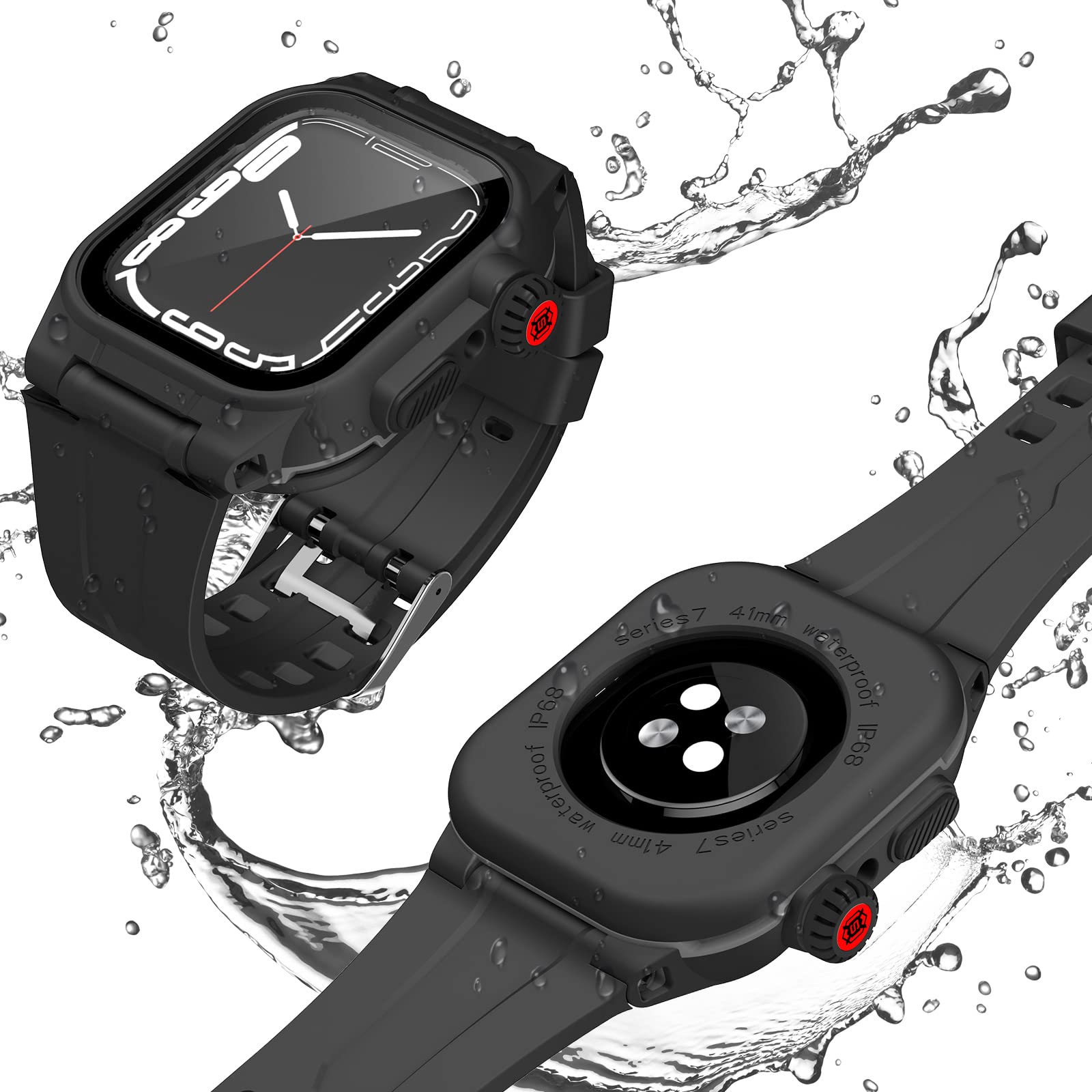 Amazon.co.jp: Apple Watch 7/Watch 8 41mm ケース 防水 バンド付き 