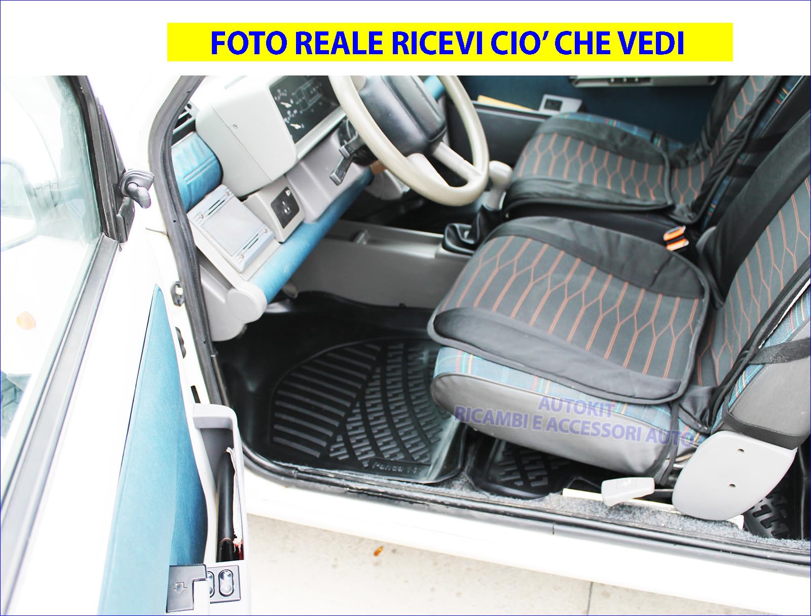 Tappetini Tappeti auto in Gomma 3D a Vaschetta + Battitacco Poggiapiede in Moquette antiscivolo Specifici per tutte le Panda modello 141-141A prodotte dal 1986 al 2003-8024897 - 28024