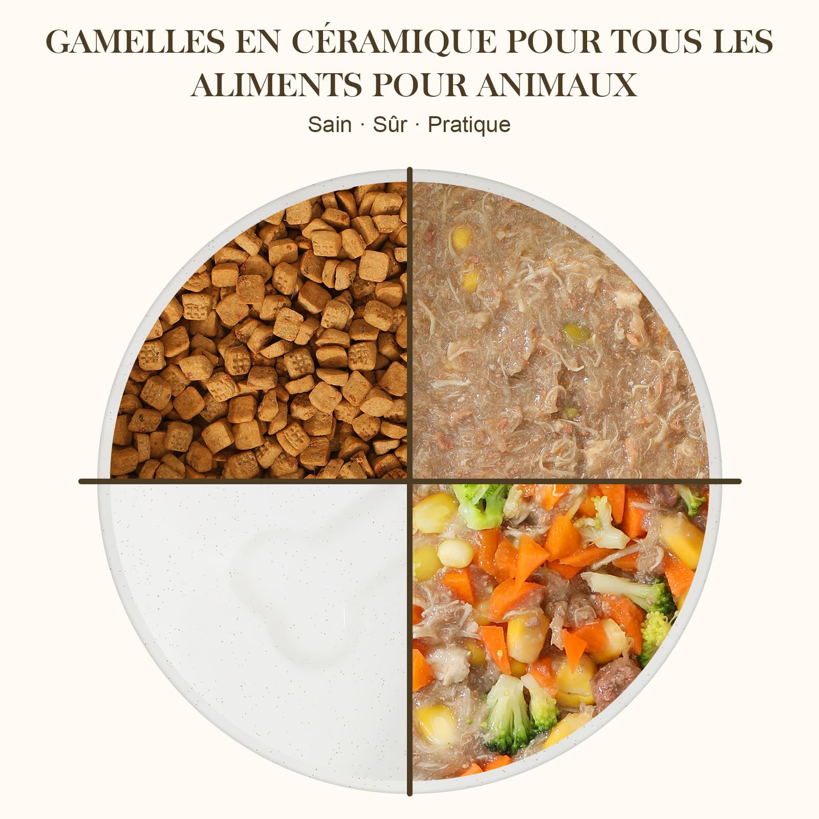Ensemble de gamelles en céramique pour chien MALACASA avec support en bois, gamelles pour animaux de 3,5 tasses pour chiens de taille moyenne avec base antidérapante, grands chiots, chats, retrievers