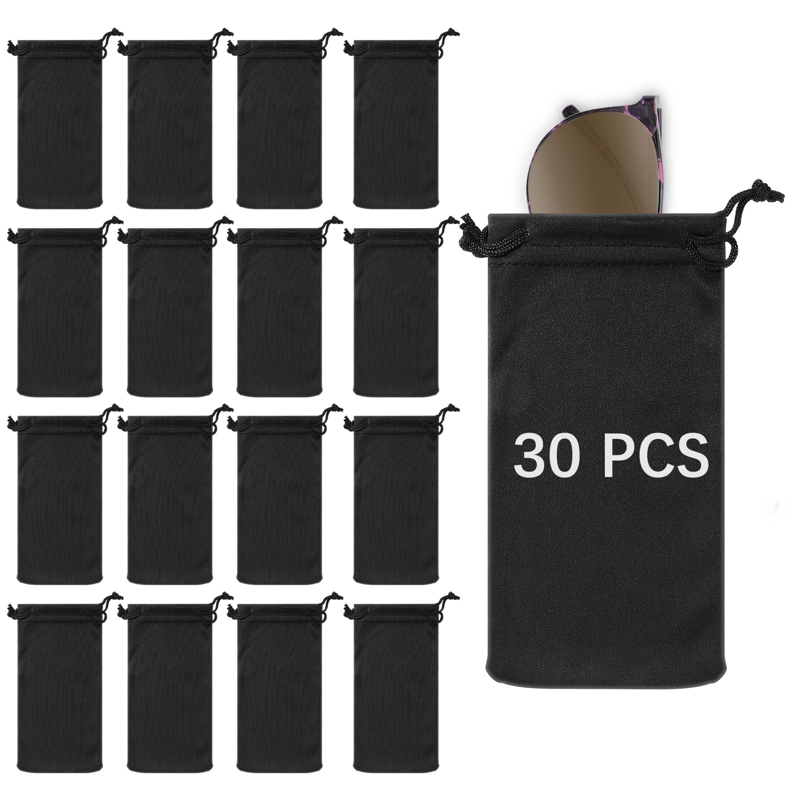 lipetol Microfiber Glasses Pouch(30, 60Pack), Soft Sunglasses Bag Pouches Bulk with Drawstrings Eyeglass Case Cloth Sleeve
