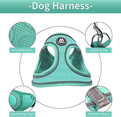 Miniatura 2 de NESTROAD Arnés para perro para cachorro, arnés acolchado suave reflectante con correa para perro, arnés de chaleco de malla transpirable para perros