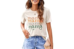 Women's Unique Mama Graphic T-Shirt, Comfy Loose Short Sleeve Summer Top
