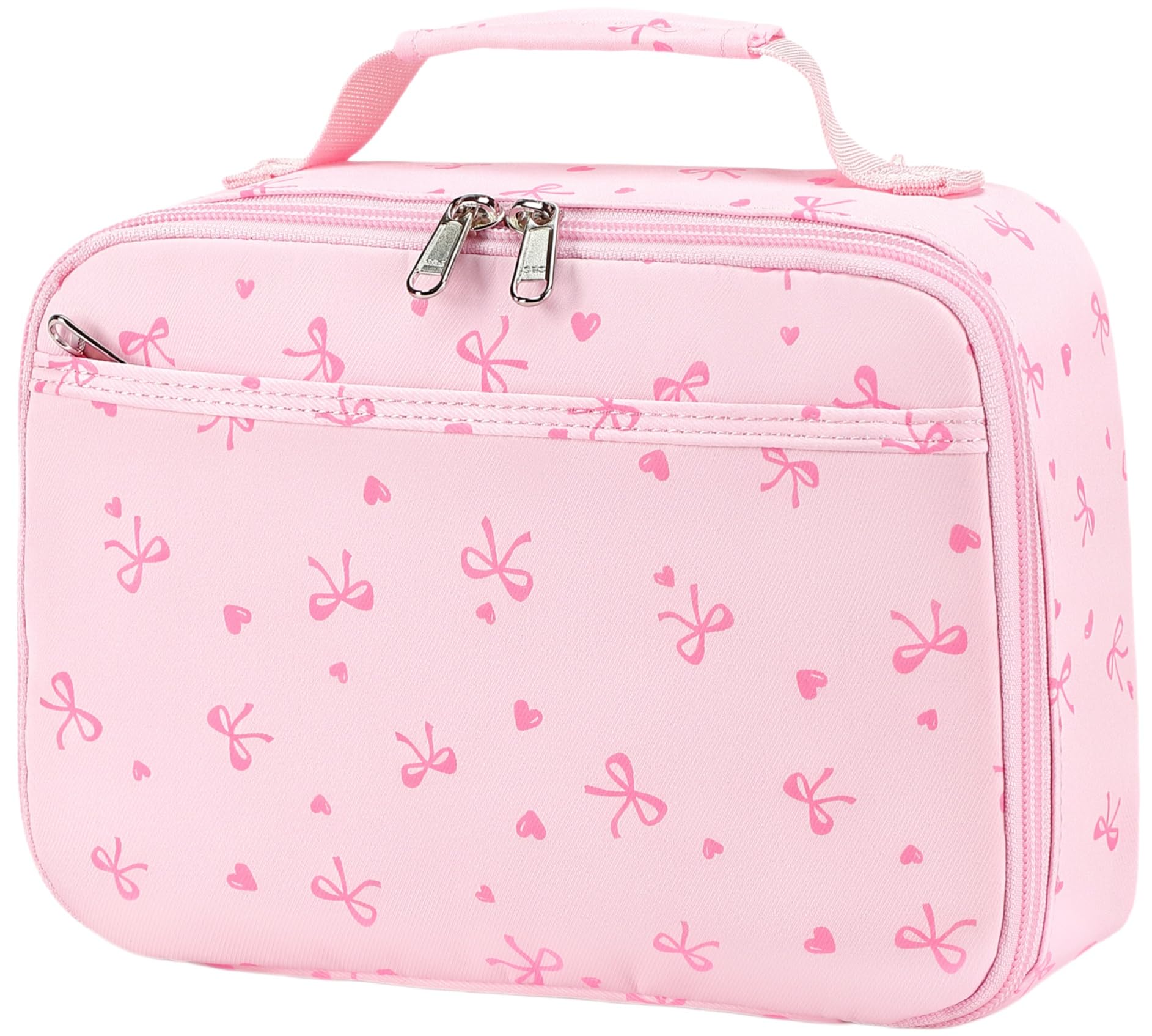 CAMTOP Lunch Box Kids Boys Insulated Lunch Cooler Bag Reusable Lunch Tote Kit for School Travel (Pink Heart Bow)