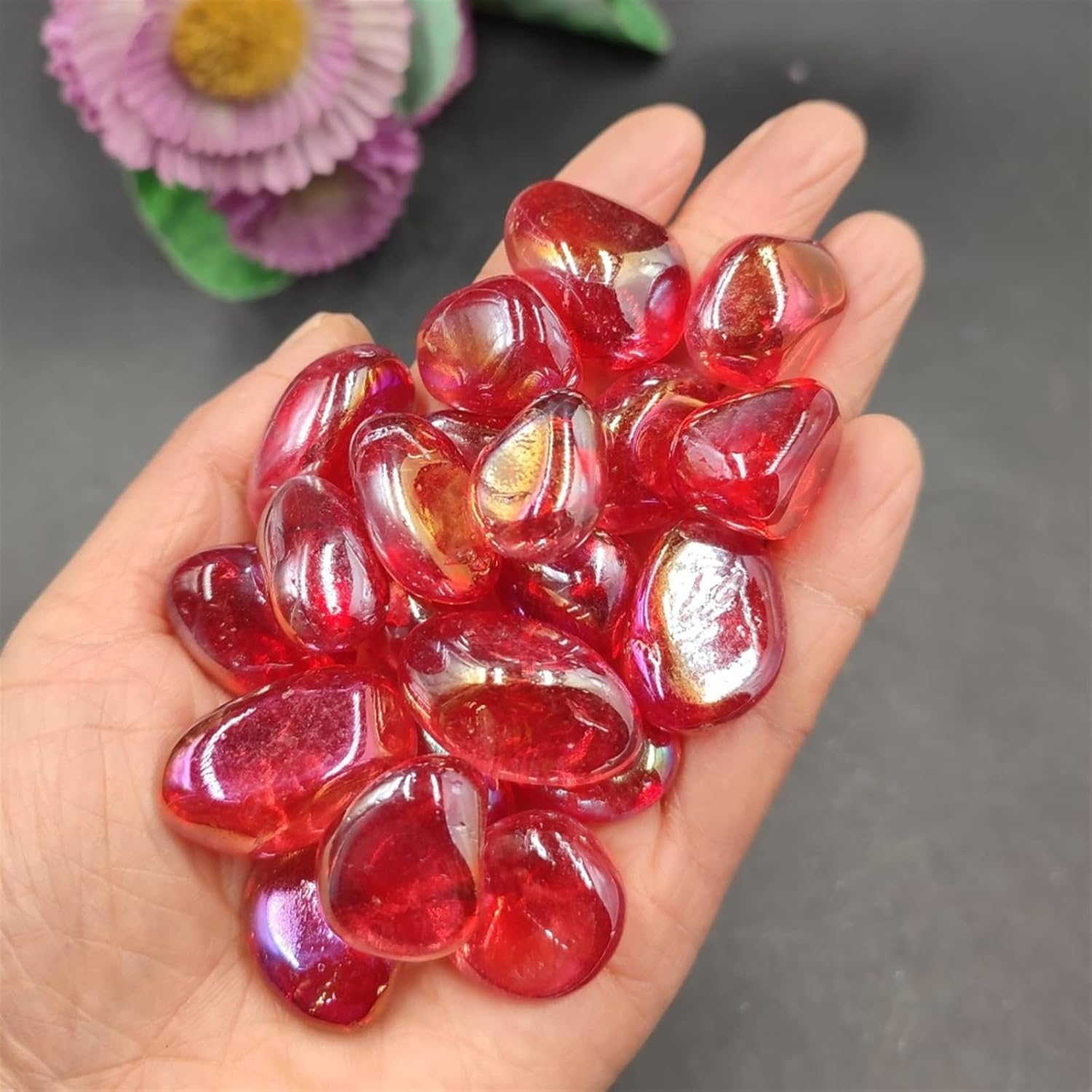 100g Bulk Red Electroplated Natural Clear Crystal Tumbled Stones Minerals Home Decor Gift 20-30mm (Color : Blue Clear Tumbled, Size : 100g Bulk)