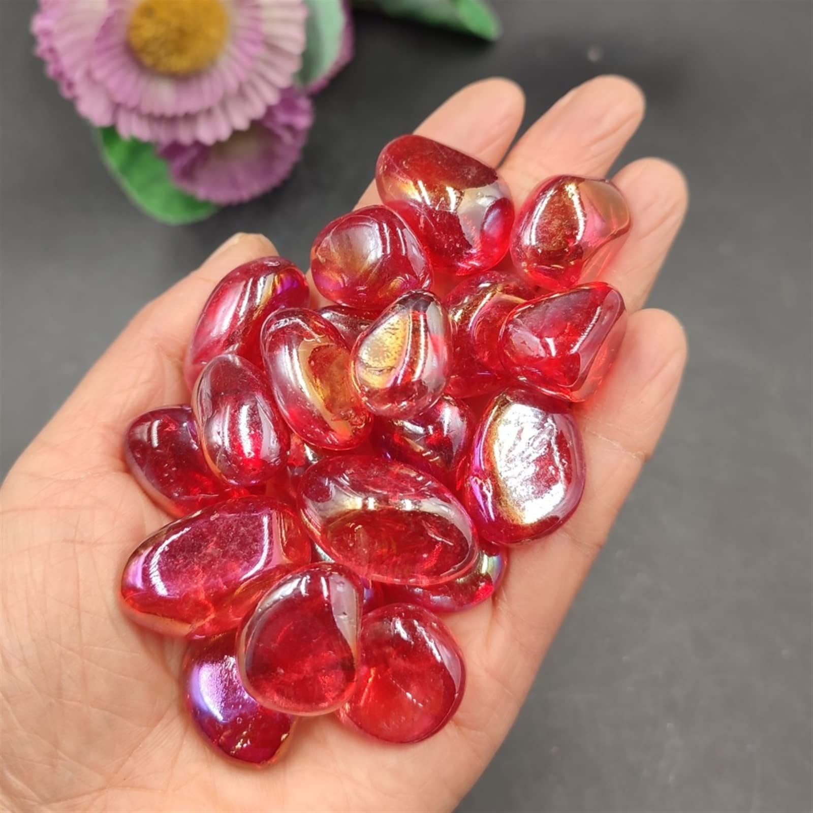 100 g luzem czerwone galwanizowane naturalne przezroczyste kryształy kamienie minerały dekoracja domu prezent 20-30 mm (kolor: zielony przezroczysty w kształcie słoika, rozmiar: 100 g luzem)