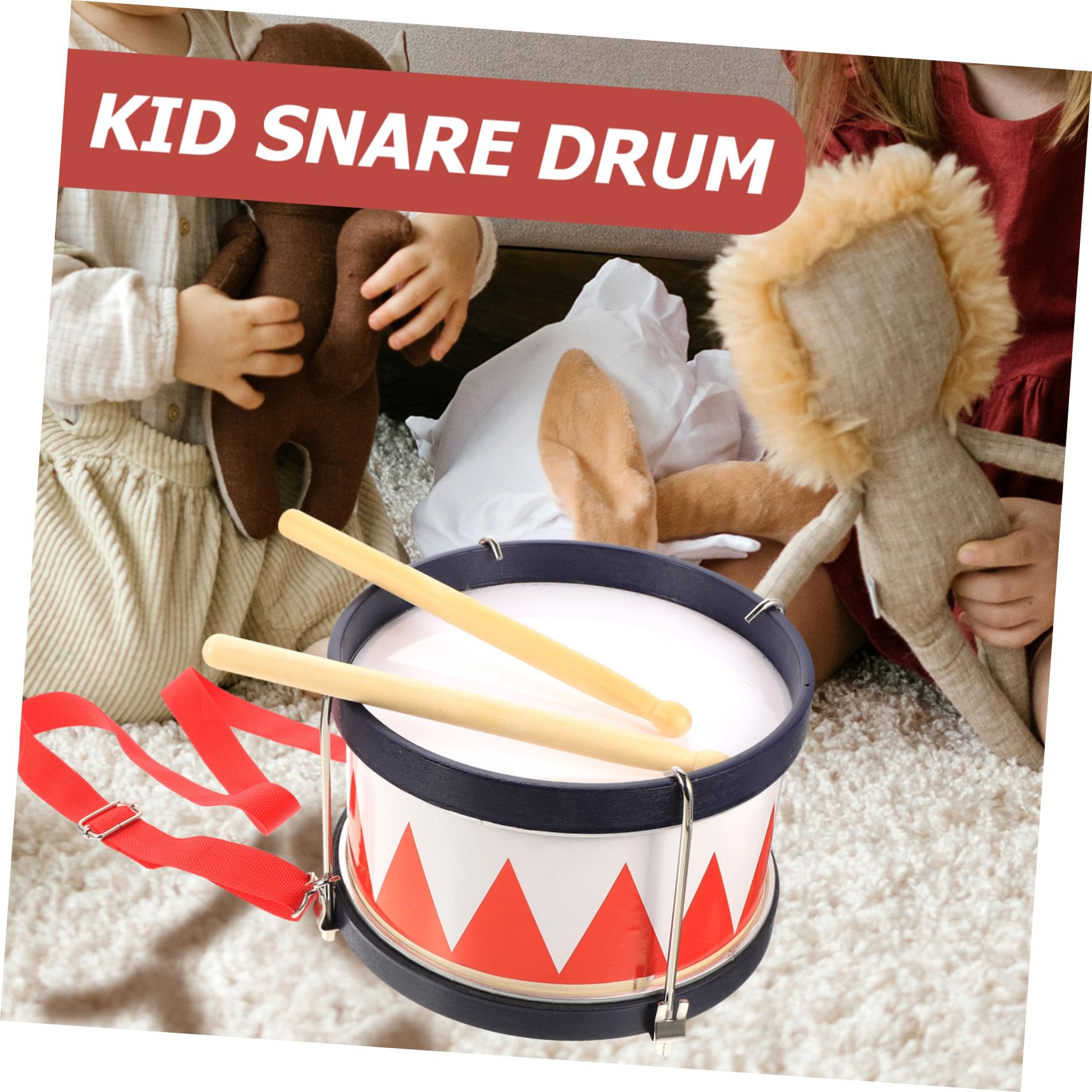 Instrumento de Percusión Infantil y Fortalecer la Relación Familiar para Entrenar el Oído Color Caja de Tambo Pequeño Rojo de Madera y Metal