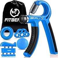 FitBeast Grip Strengthener Kit - 5 Pack Adjustable Hand Grippers & Forearm Trainer, 10-132 lbs Resistance
