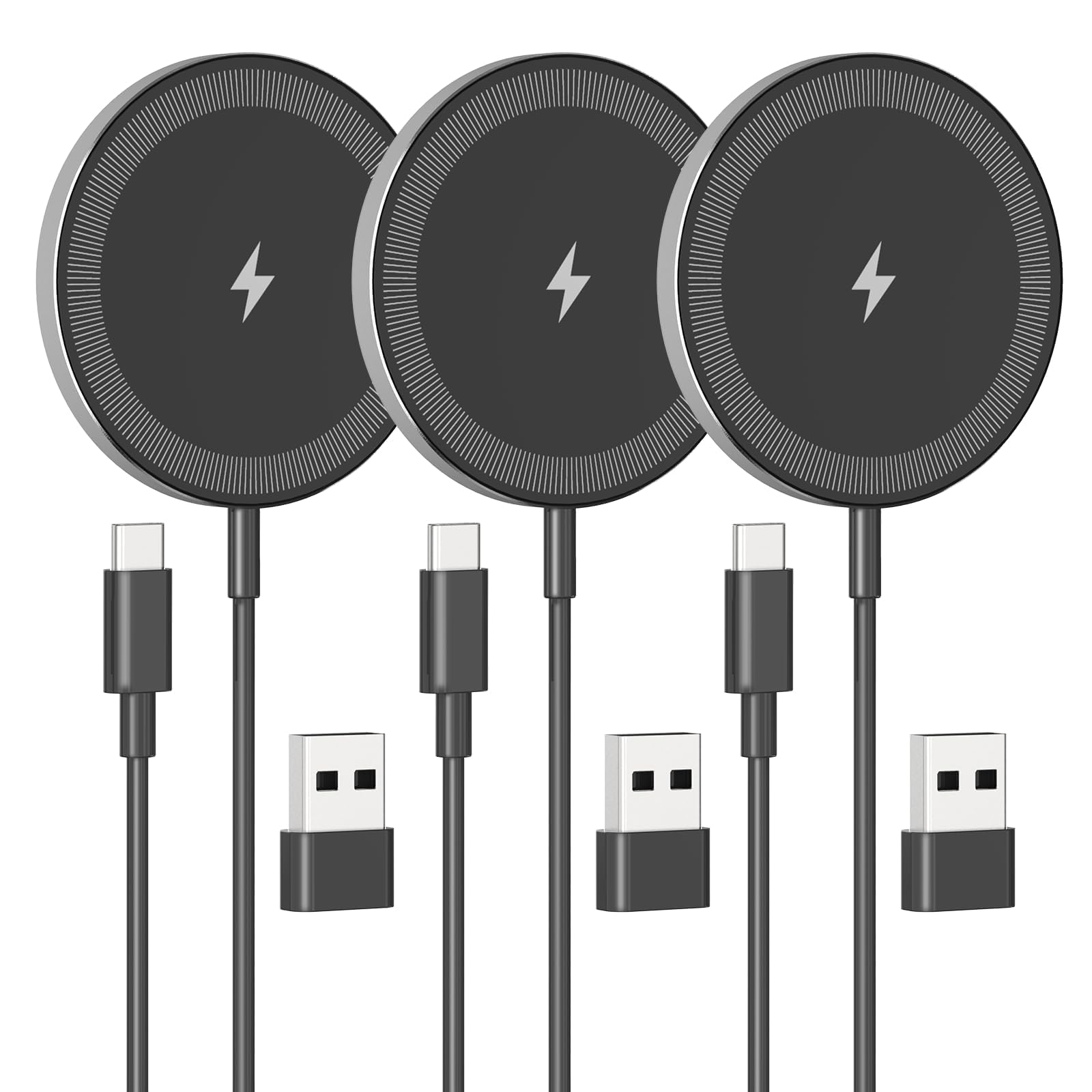 3-Pack for Magnetic Wireless Charging Pad: 15W Qi Magnetic Portable for Apple Fast