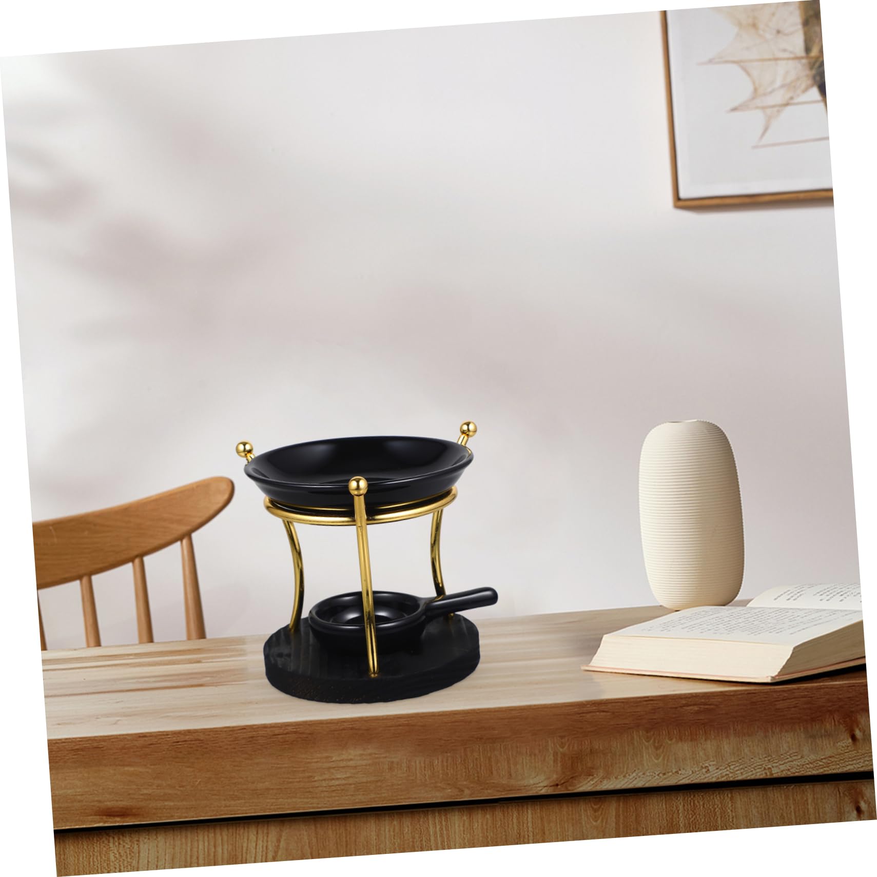 PRETYZOOM 3 Piezas Base De Madera Arte del Hierro Estufa De Aromaterapia Difusor De Aroma Candelabros Candelabros Calentador De Cera De Cerámica Calentador De Fragancia De Cerámica