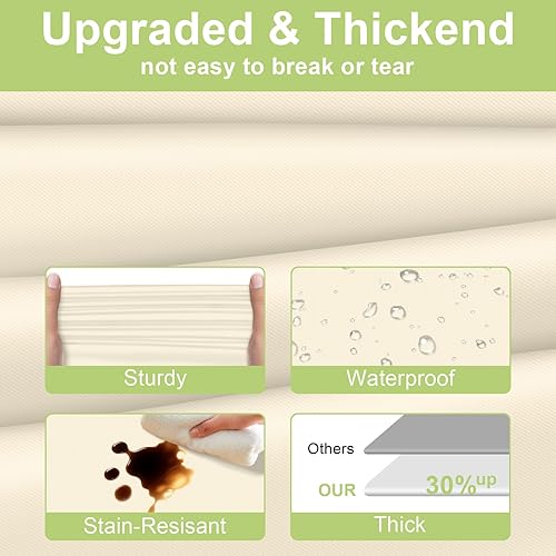 Miniatura 3 de QIKSION Mantel de plástico desechable, paquete de 2, manteles de 54 x 108 pulgadas para mesas rectangulares, mantel de plástico marfil